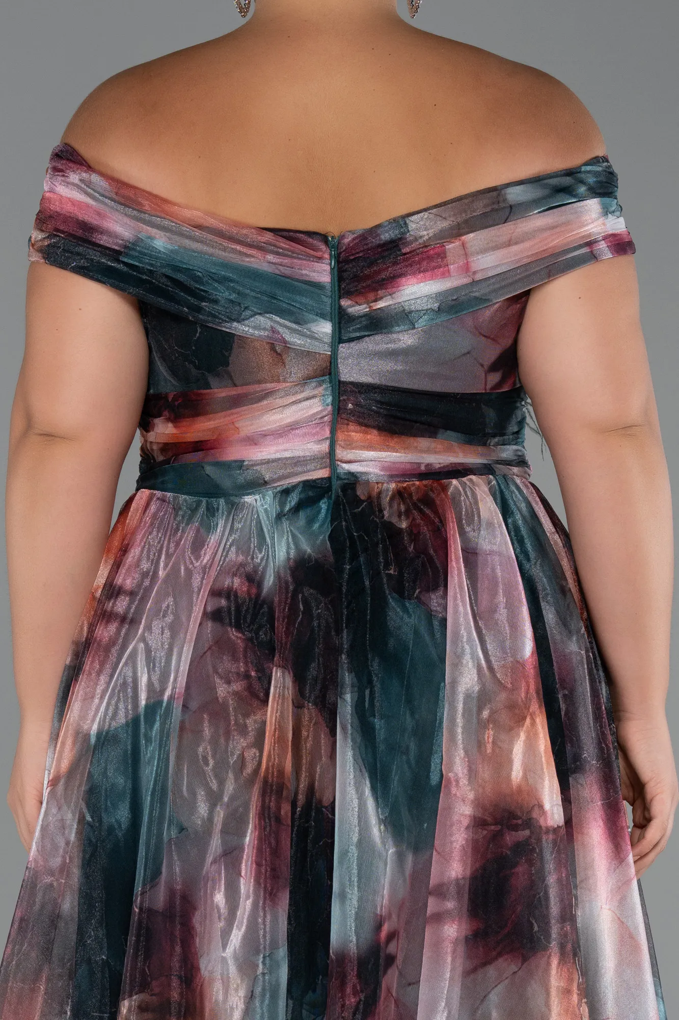 Onion Skin-Long Plus Size Evening Gown ABU5263