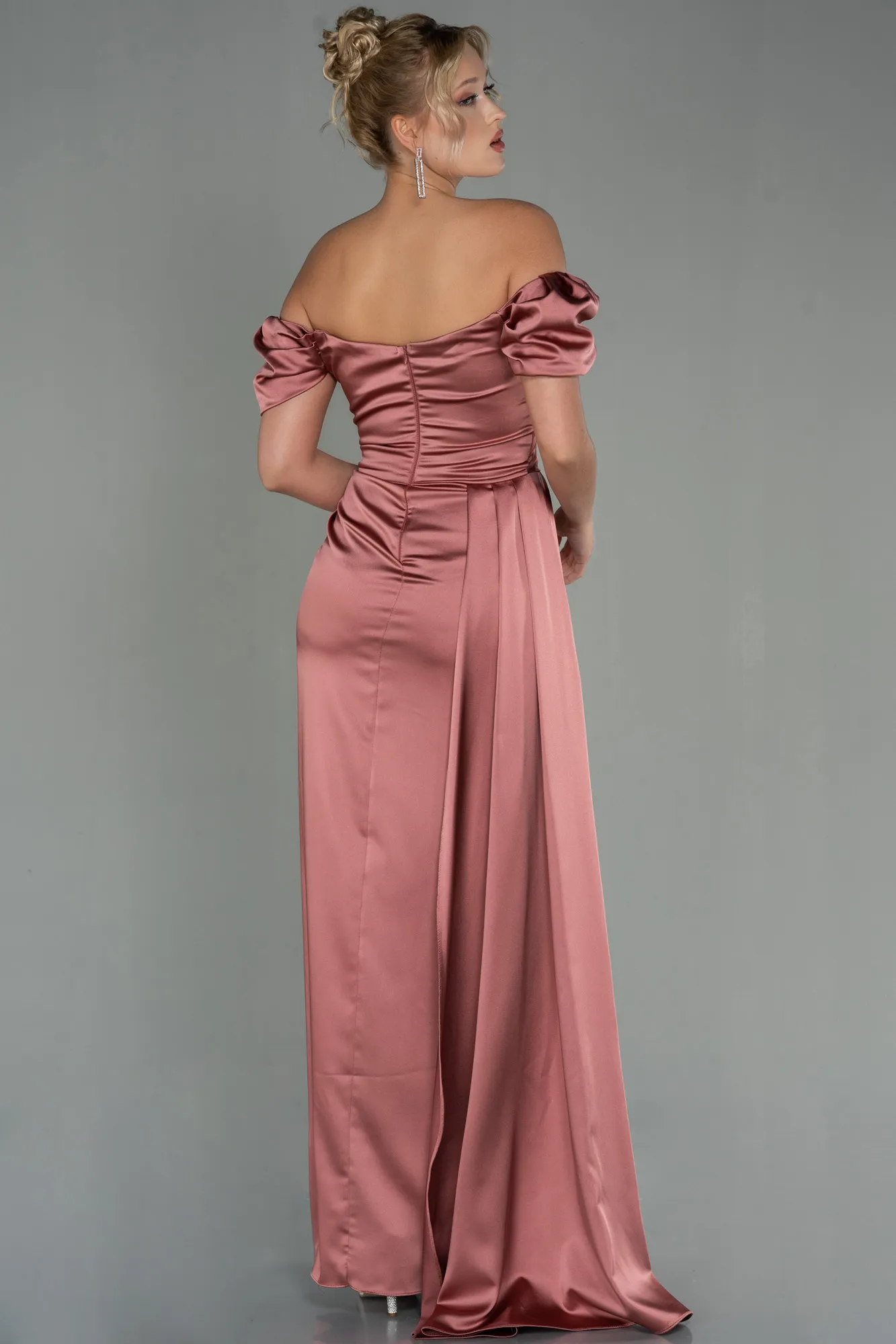 Onion Skin-Long Satin Engagement Dress ABU1606