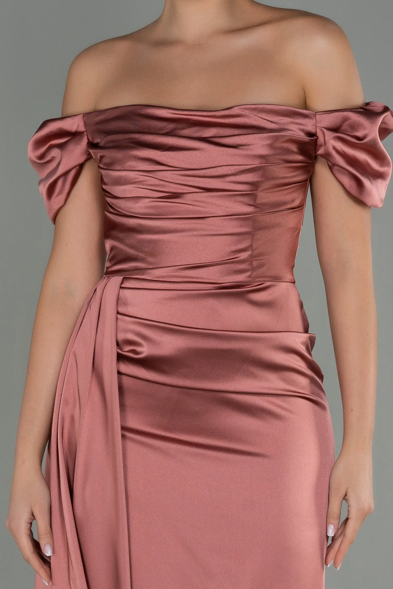Onion Skin-Long Satin Engagement Dress ABU1606