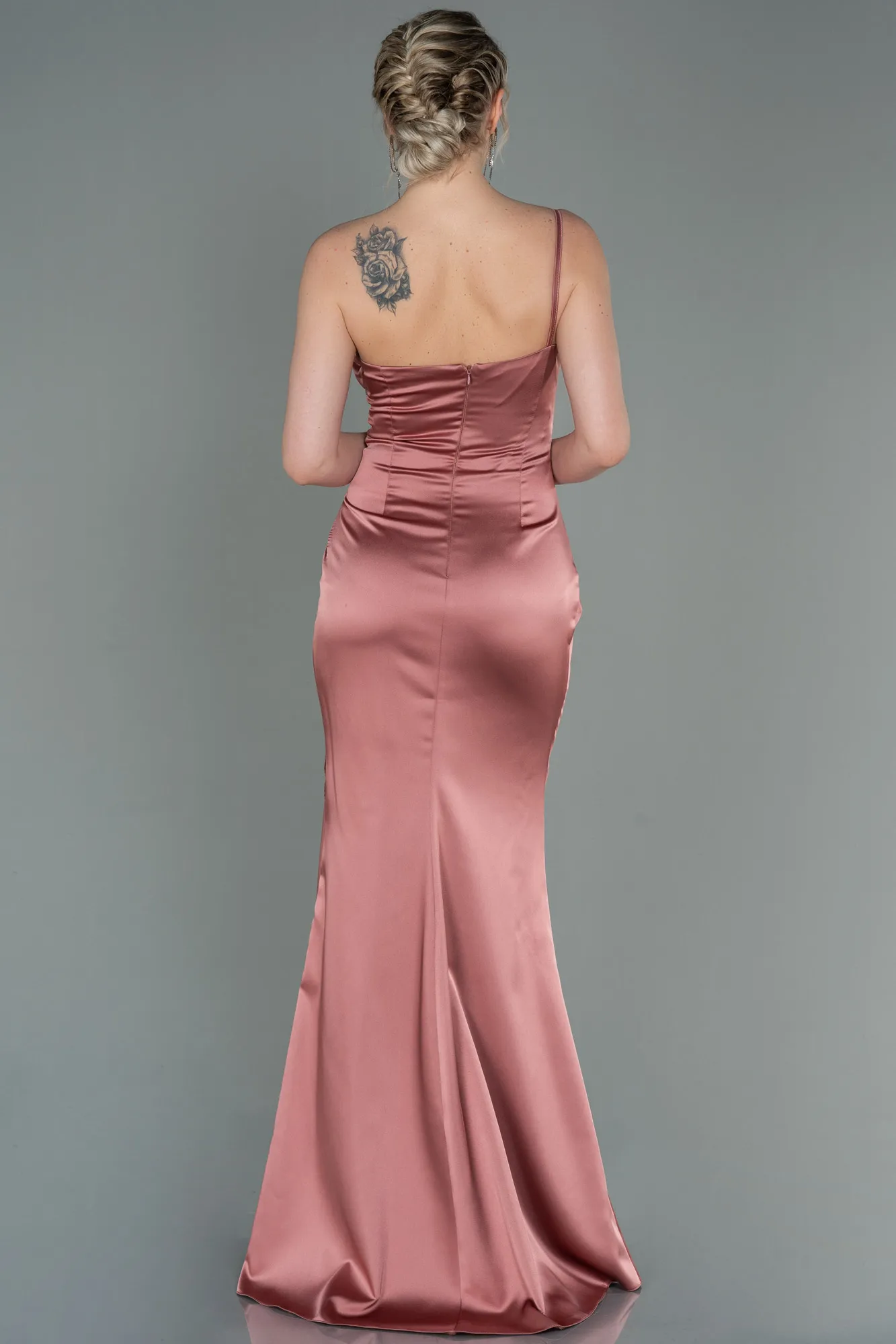 Onion Skin-Long Satin Engagement Dress ABU3088