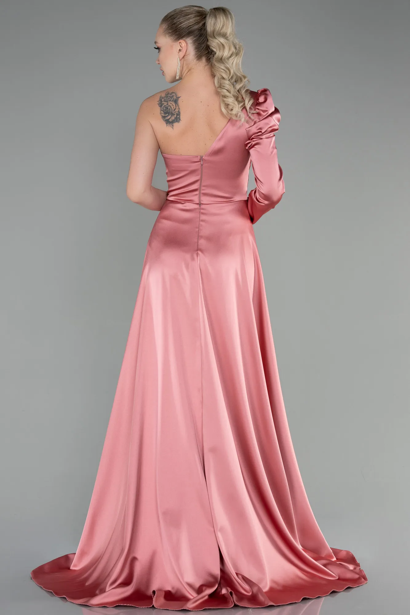 Onion Skin-Long Satin Evening Dress ABU1715