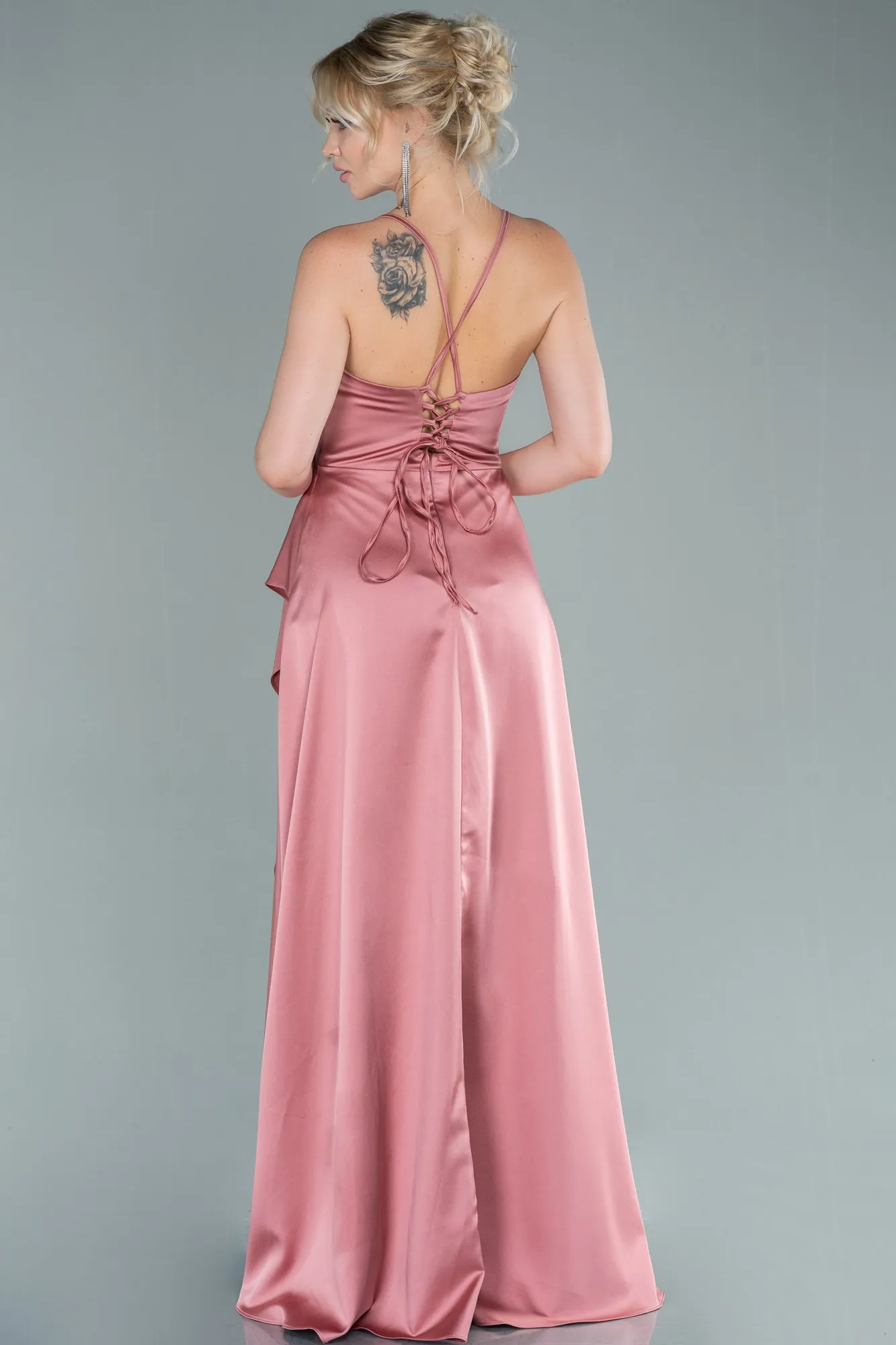 Onion Skin-Long Satin Evening Dress ABU1843