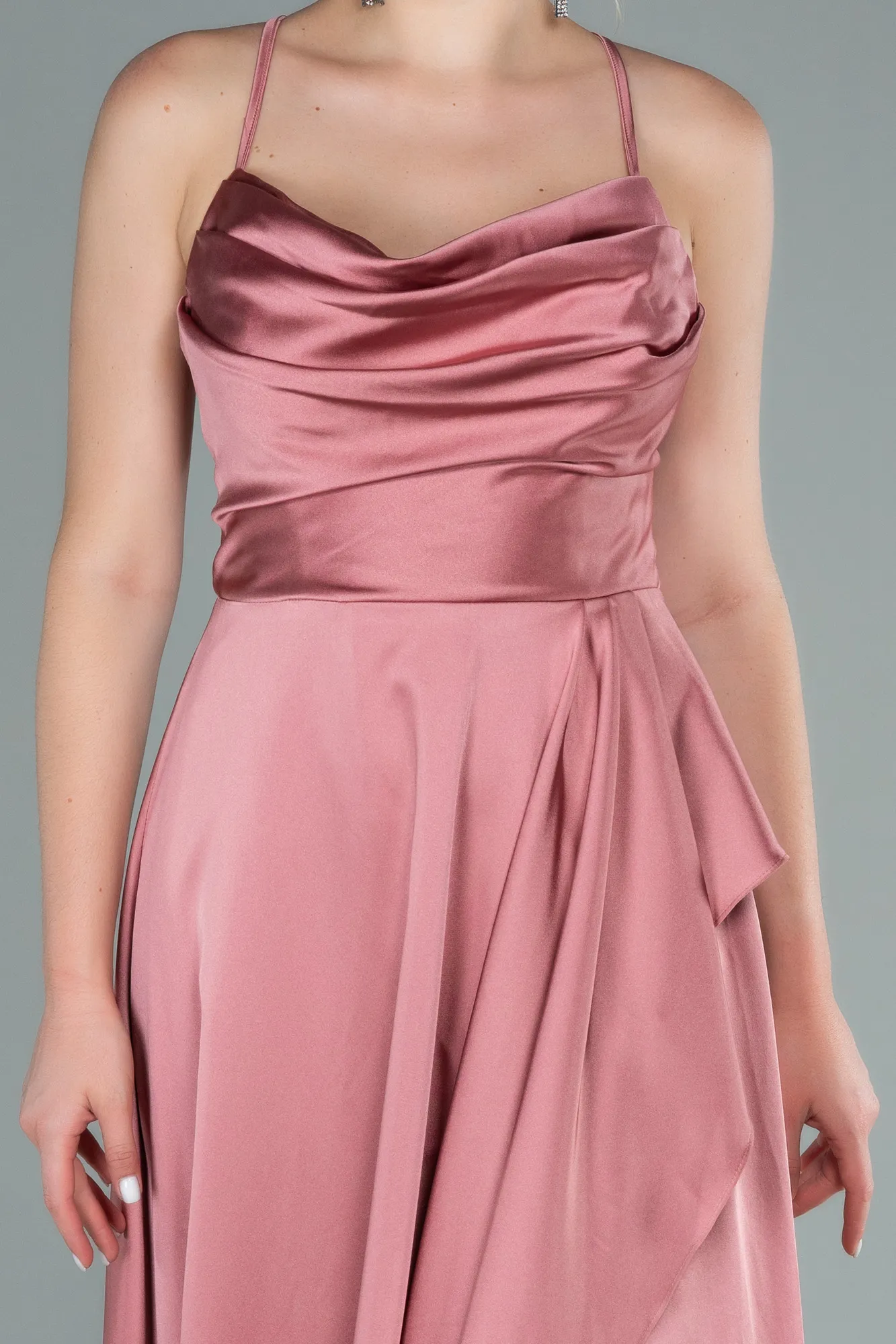 Onion Skin-Long Satin Evening Dress ABU1843