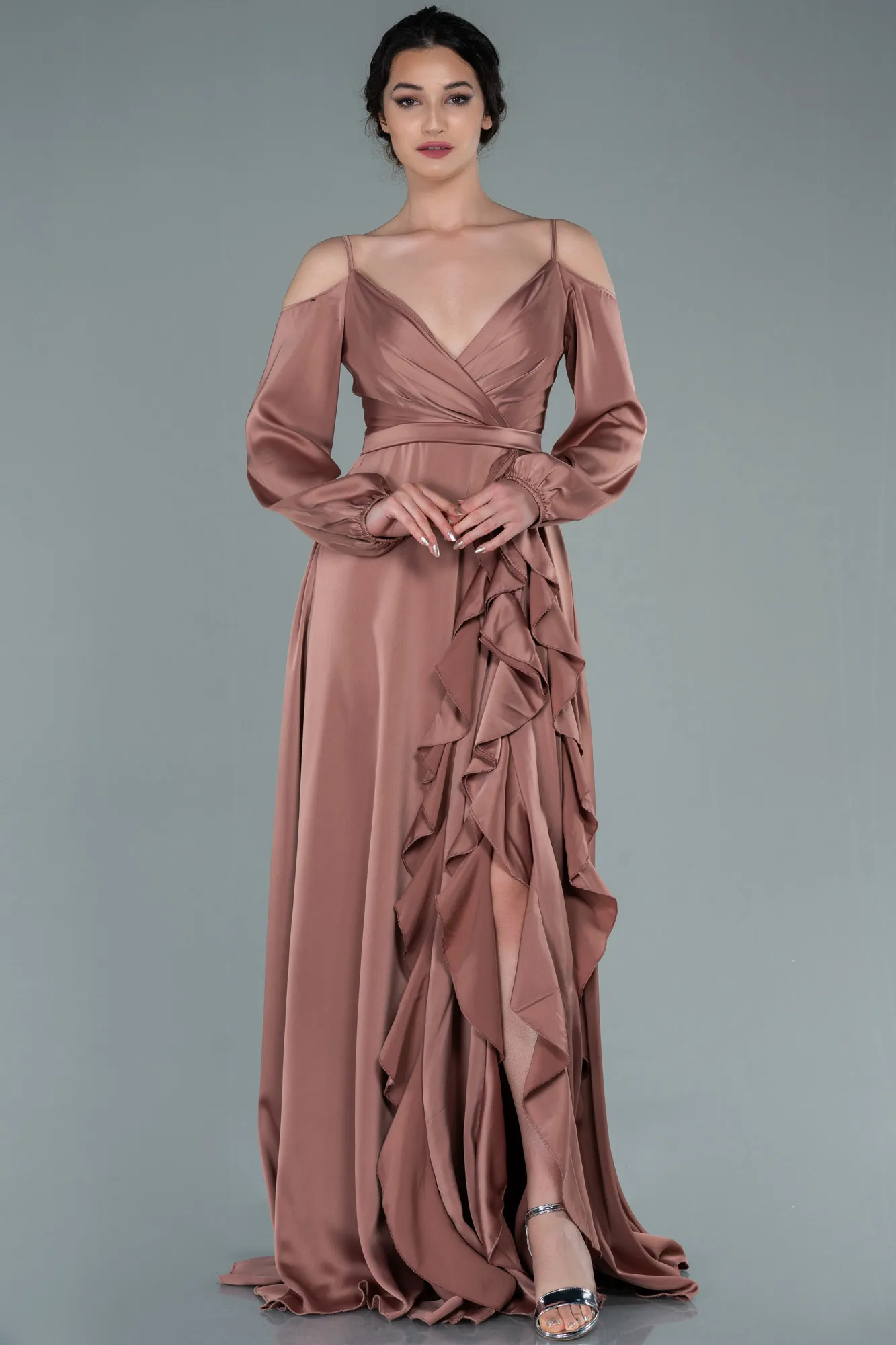 Onion Skin-Long Satin Evening Dress ABU2339