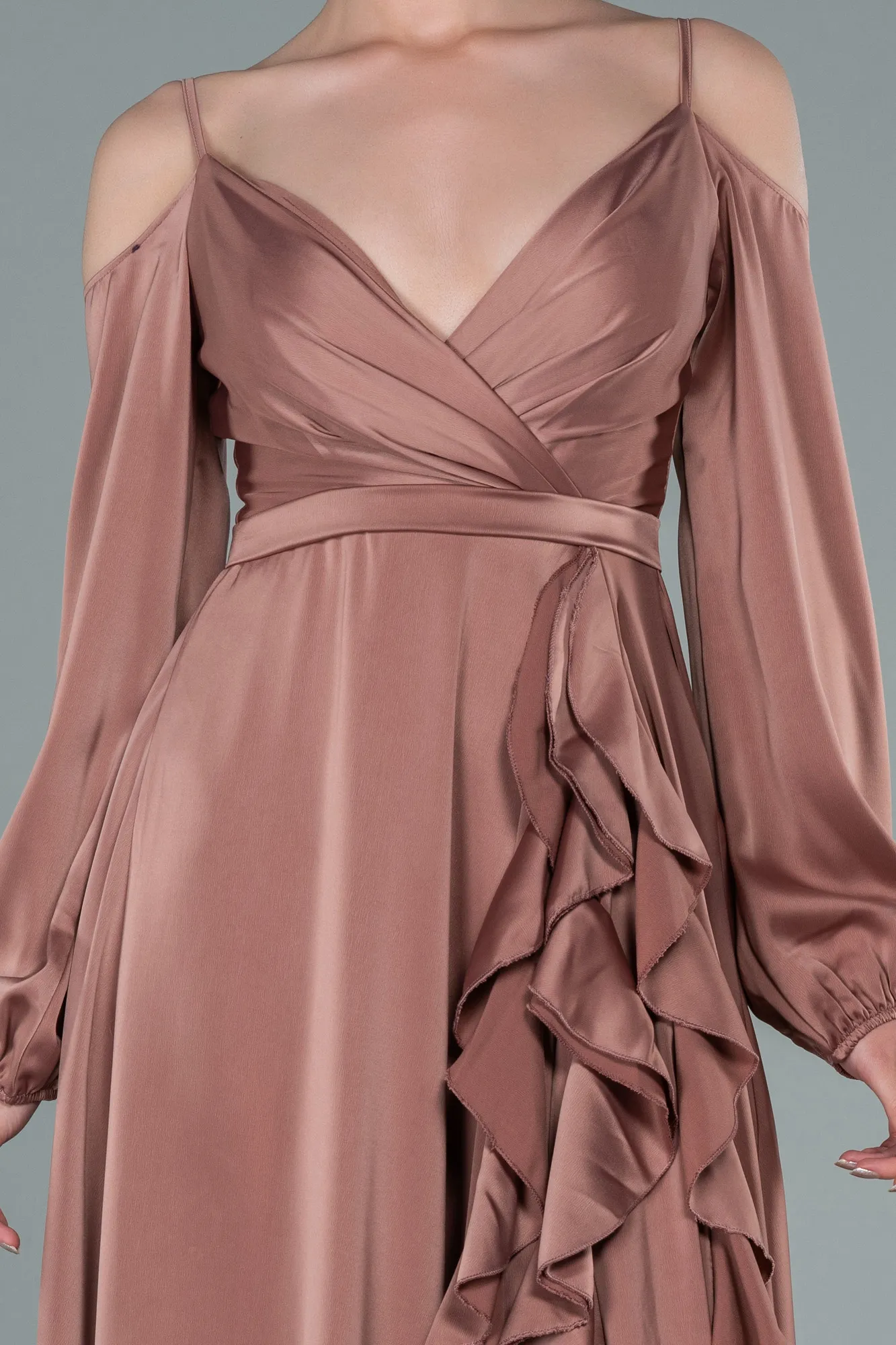 Onion Skin-Long Satin Evening Dress ABU2339
