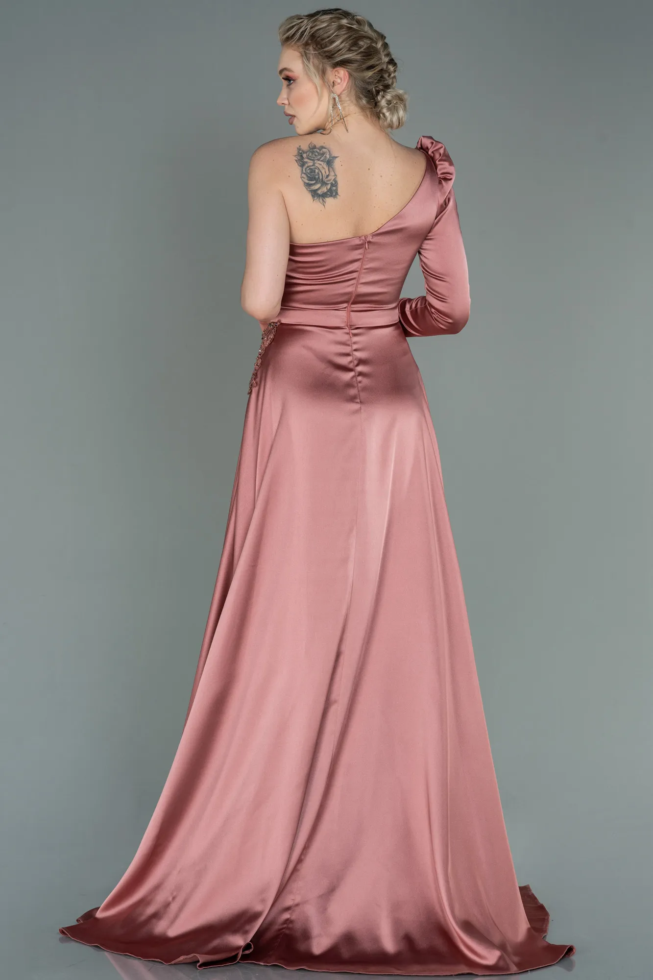 Onion Skin-Long Satin Evening Dress ABU2610