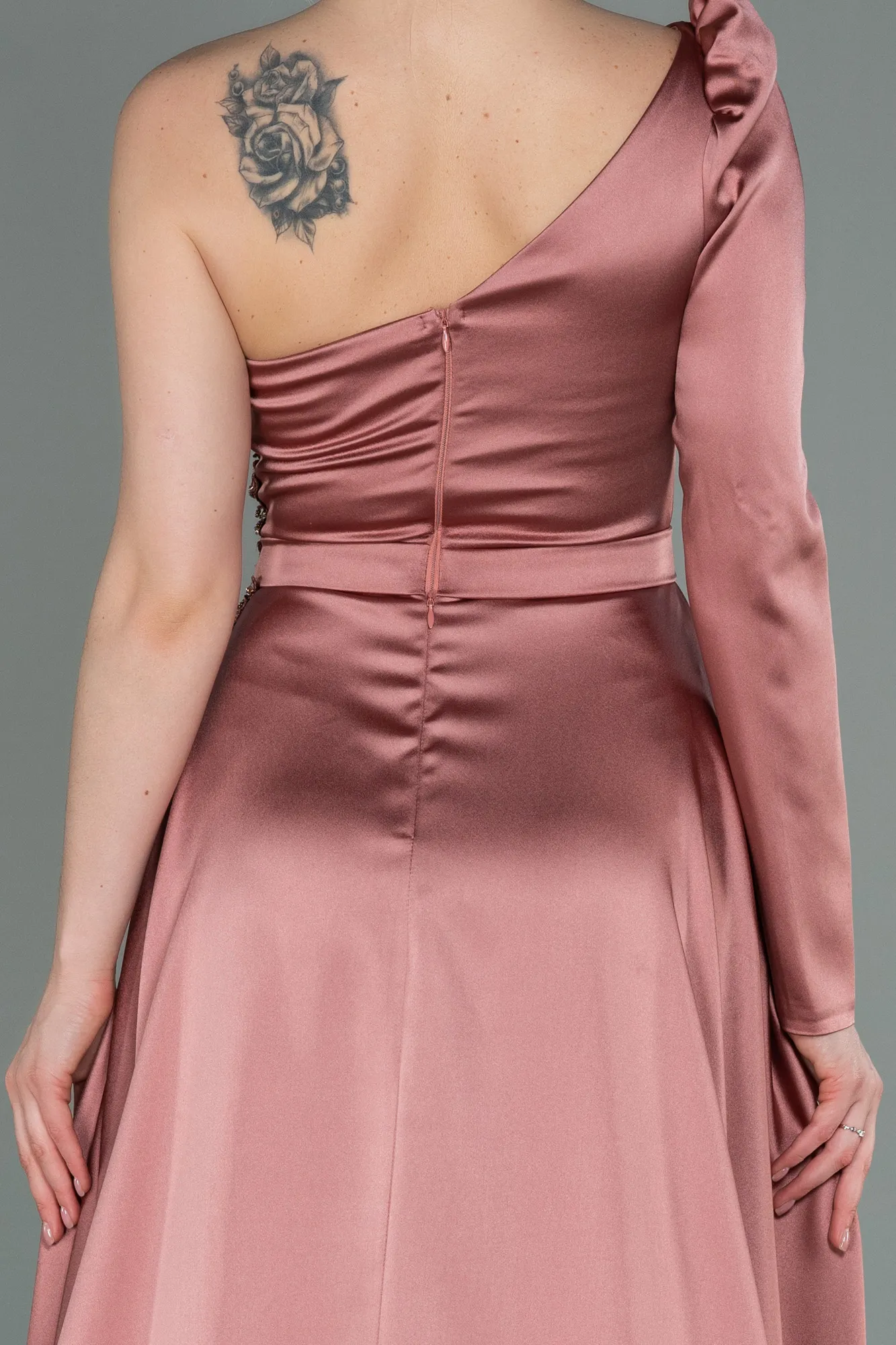 Onion Skin-Long Satin Evening Dress ABU2610