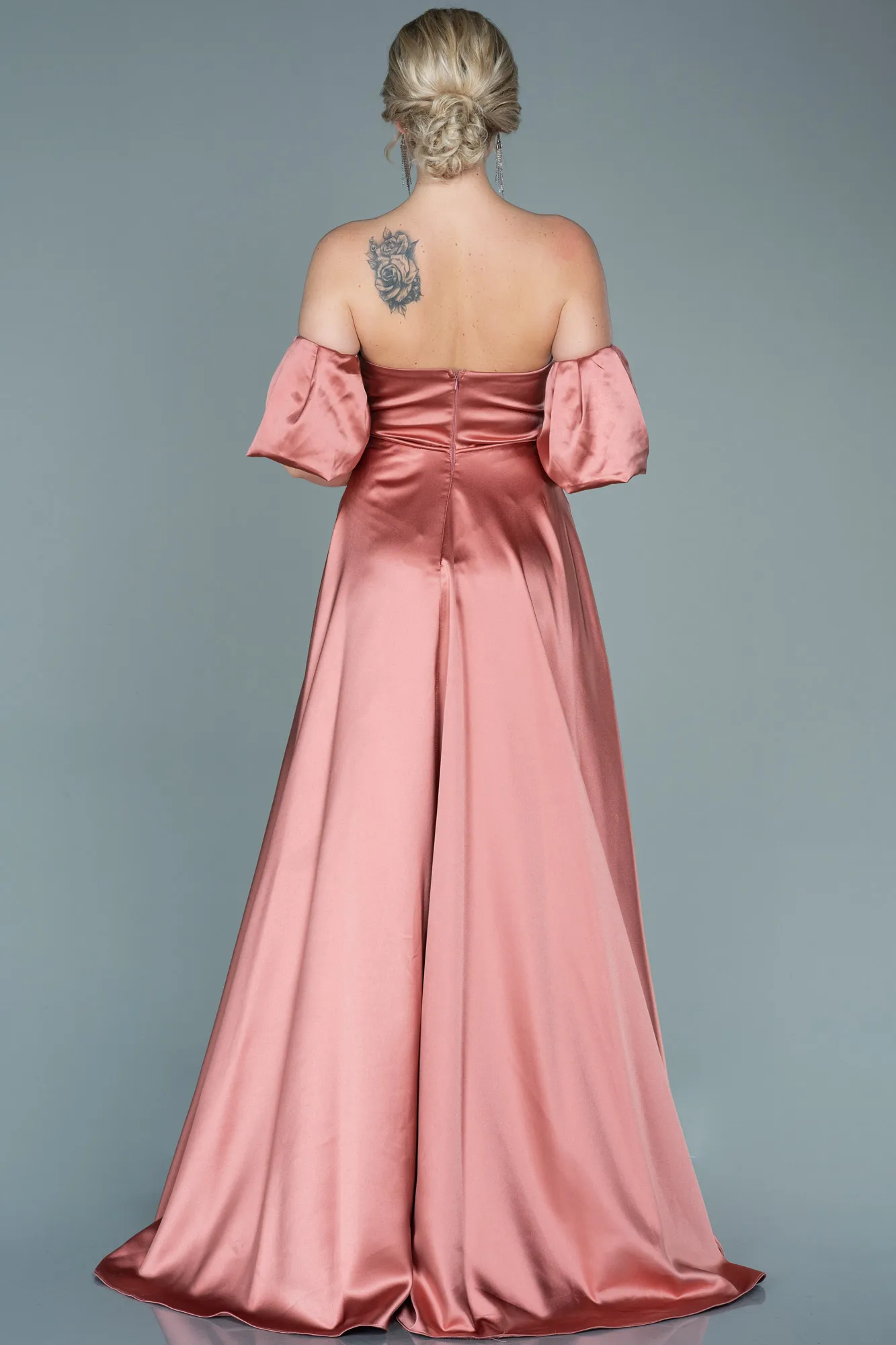 Onion Skin-Long Satin Evening Dress ABU2614