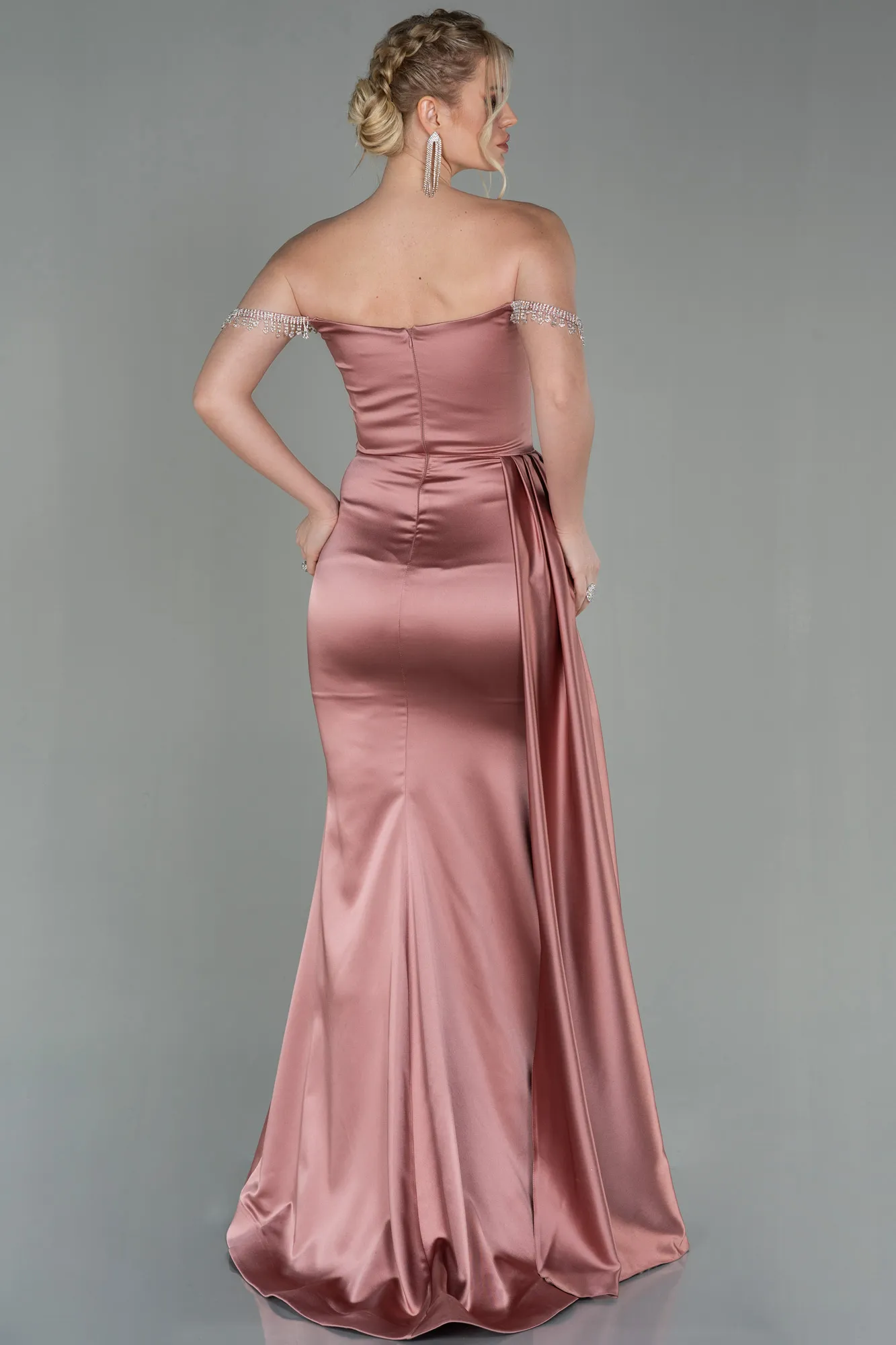 Onion Skin-Long Satin Evening Dress ABU2618