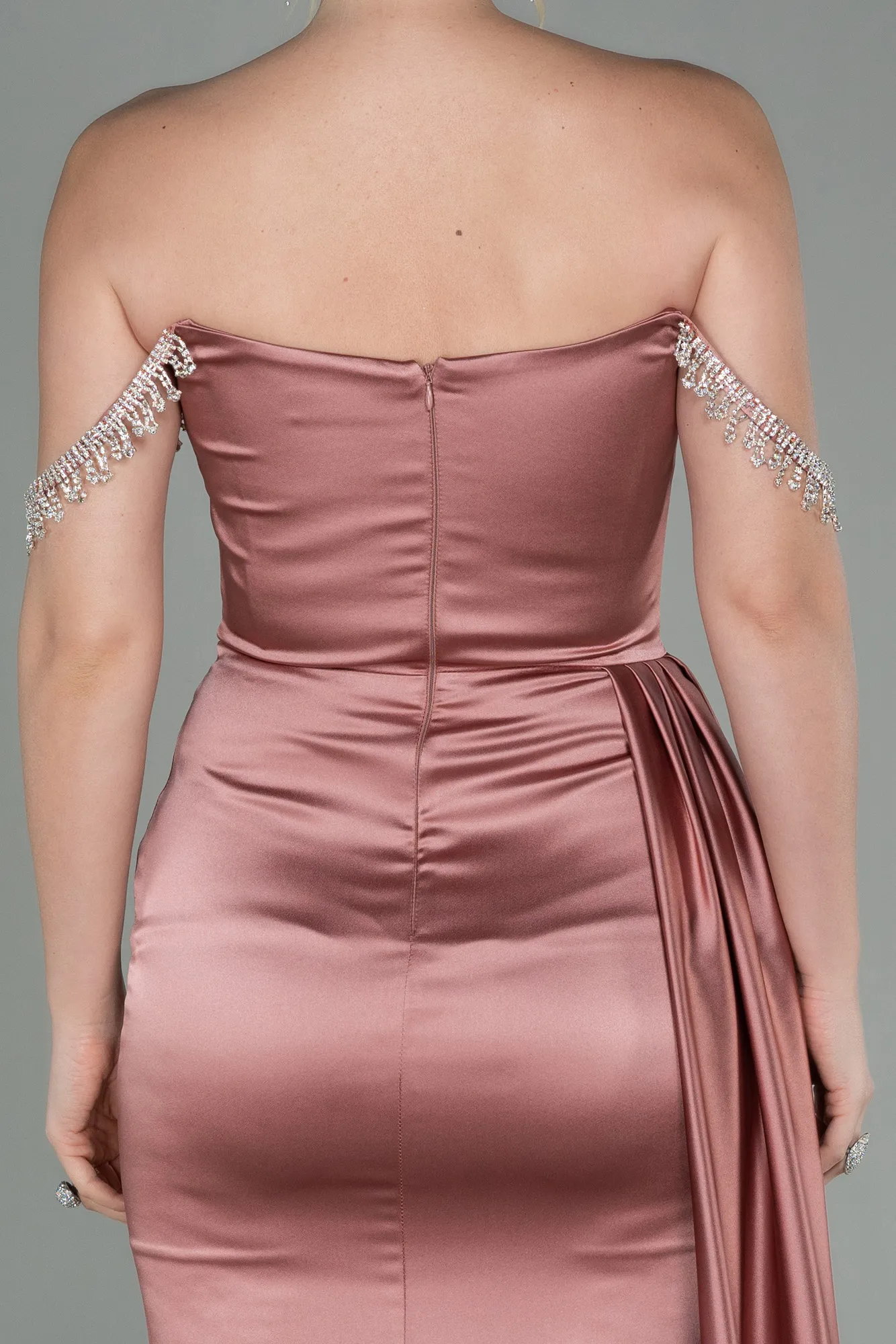 Onion Skin-Long Satin Evening Dress ABU2618