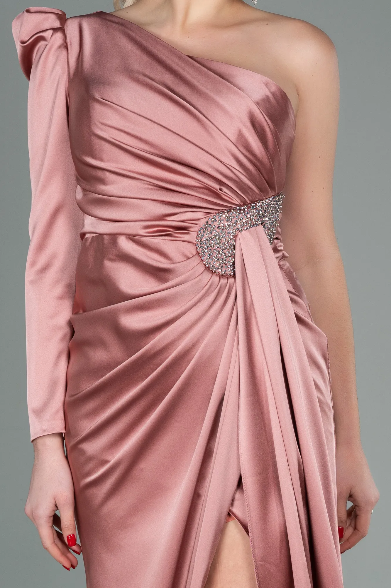 Onion Skin-Long Satin Evening Dress ABU2676