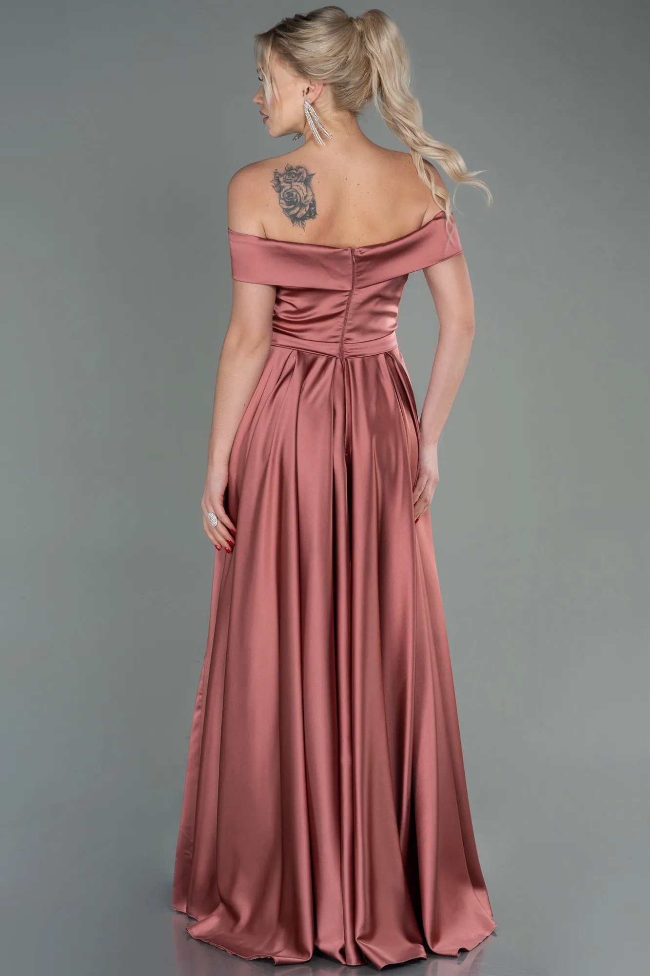 Onion Skin-Long Satin Evening Dress ABU2750