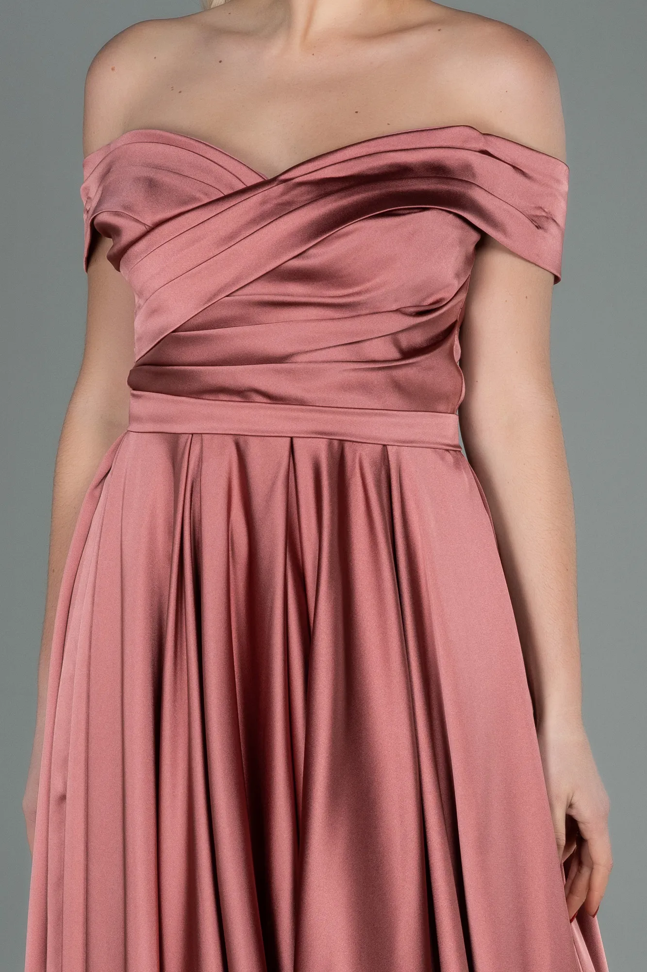 Onion Skin-Long Satin Evening Dress ABU2750