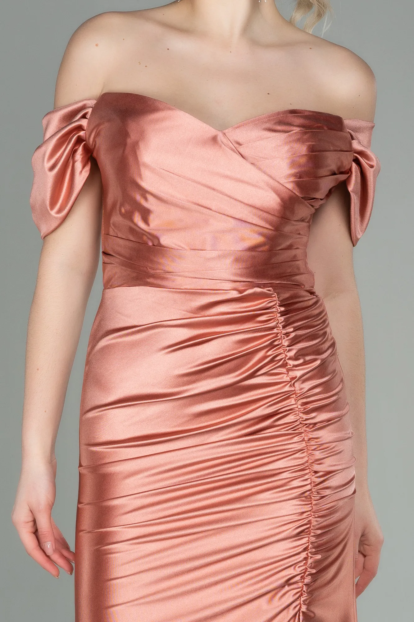 Onion Skin-Long Satin Evening Dress ABU2814