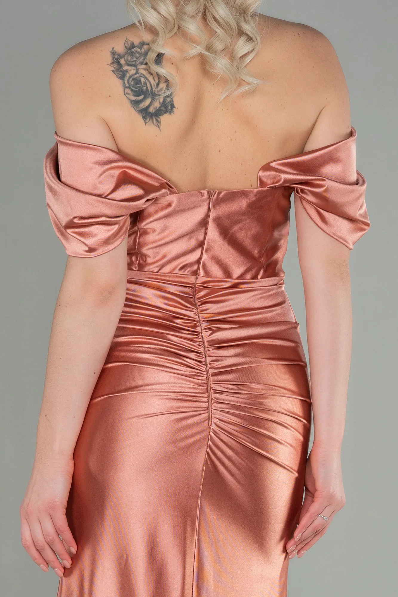 Onion Skin-Long Satin Evening Dress ABU2814