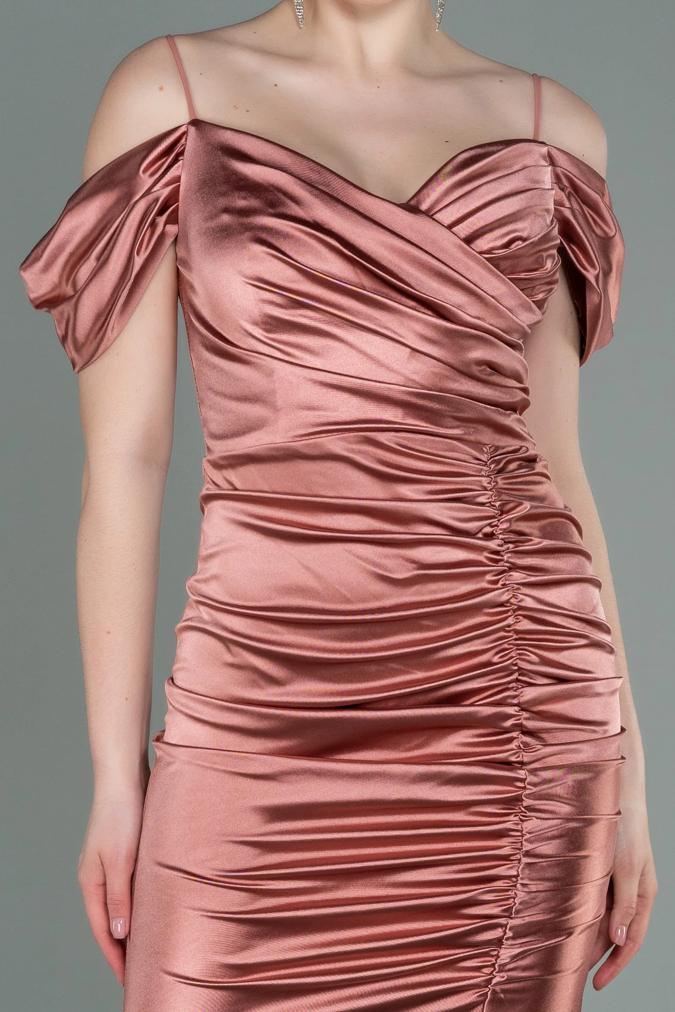 Onion Skin-Long Satin Evening Dress ABU3139