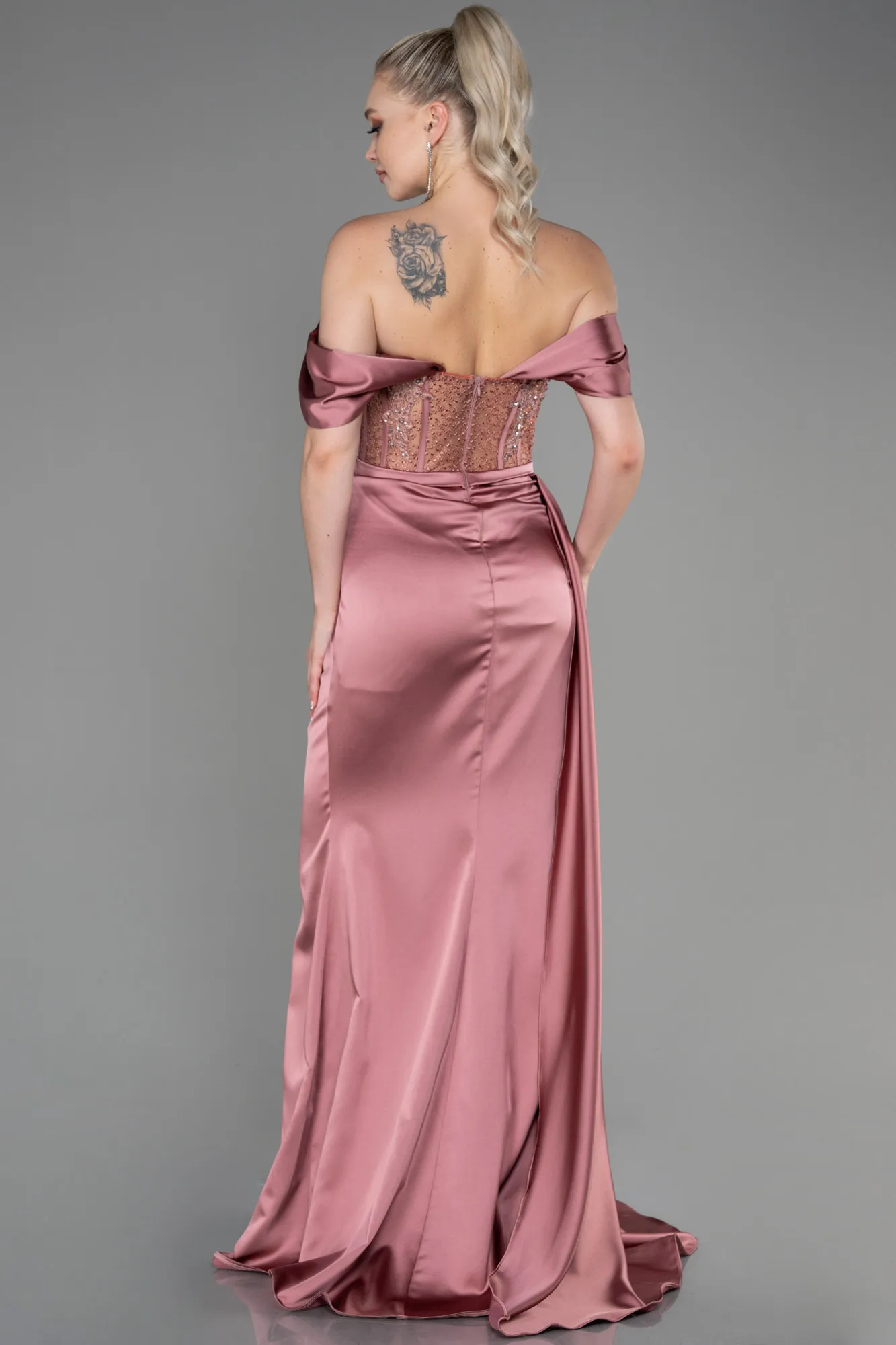 Onion Skin-Long Satin Evening Dress ABU3446