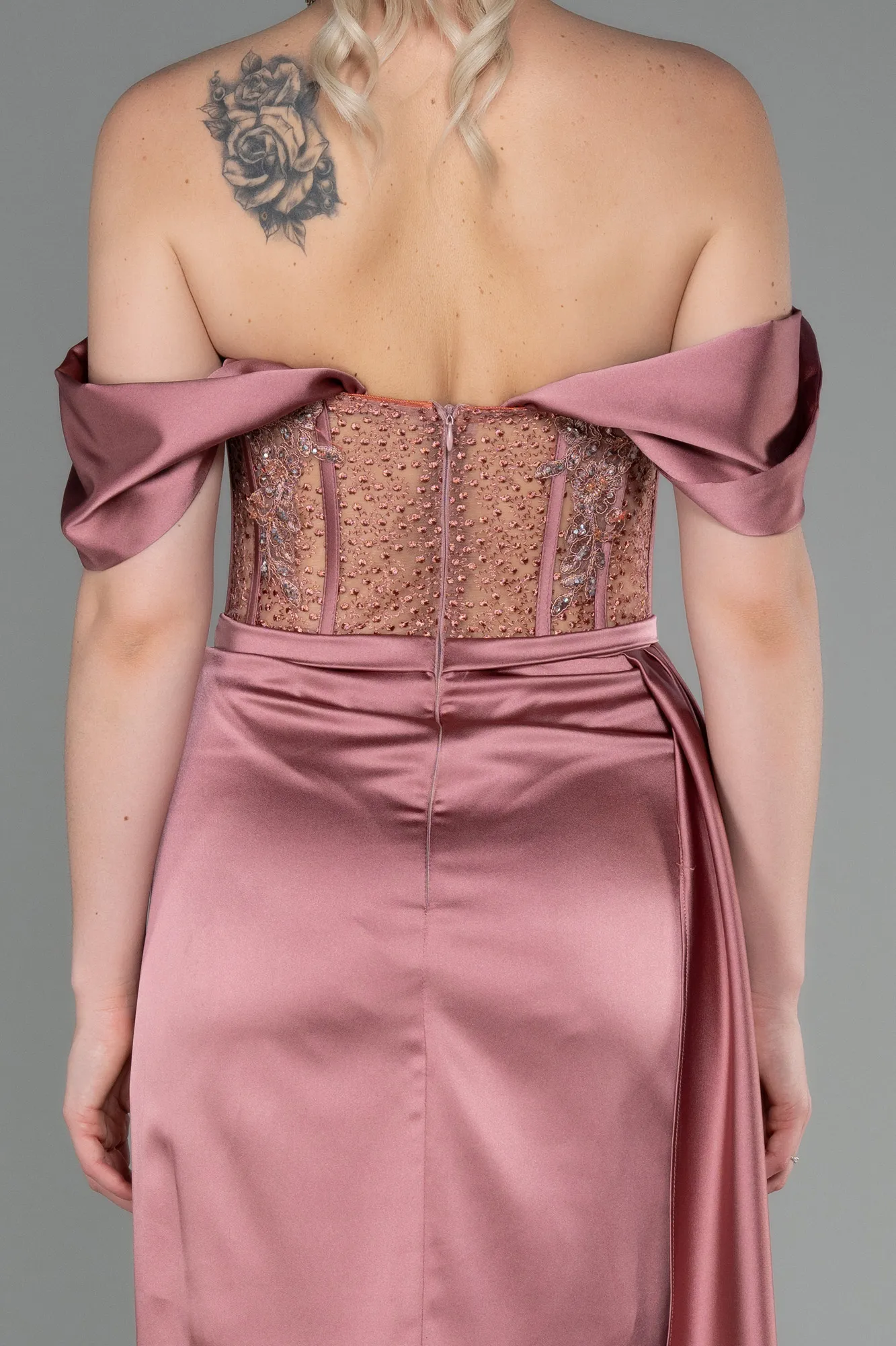 Onion Skin-Long Satin Evening Dress ABU3446