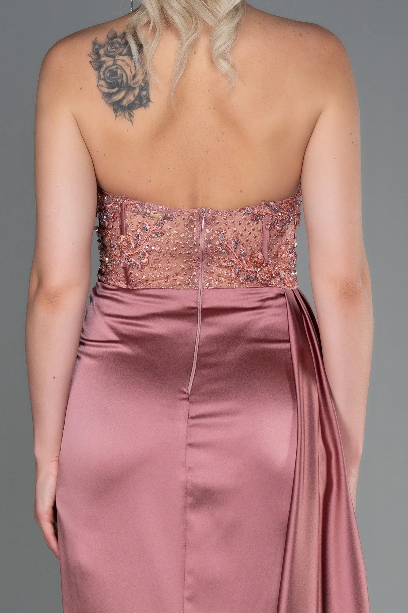 Onion Skin-Long Satin Evening Dress ABU3447