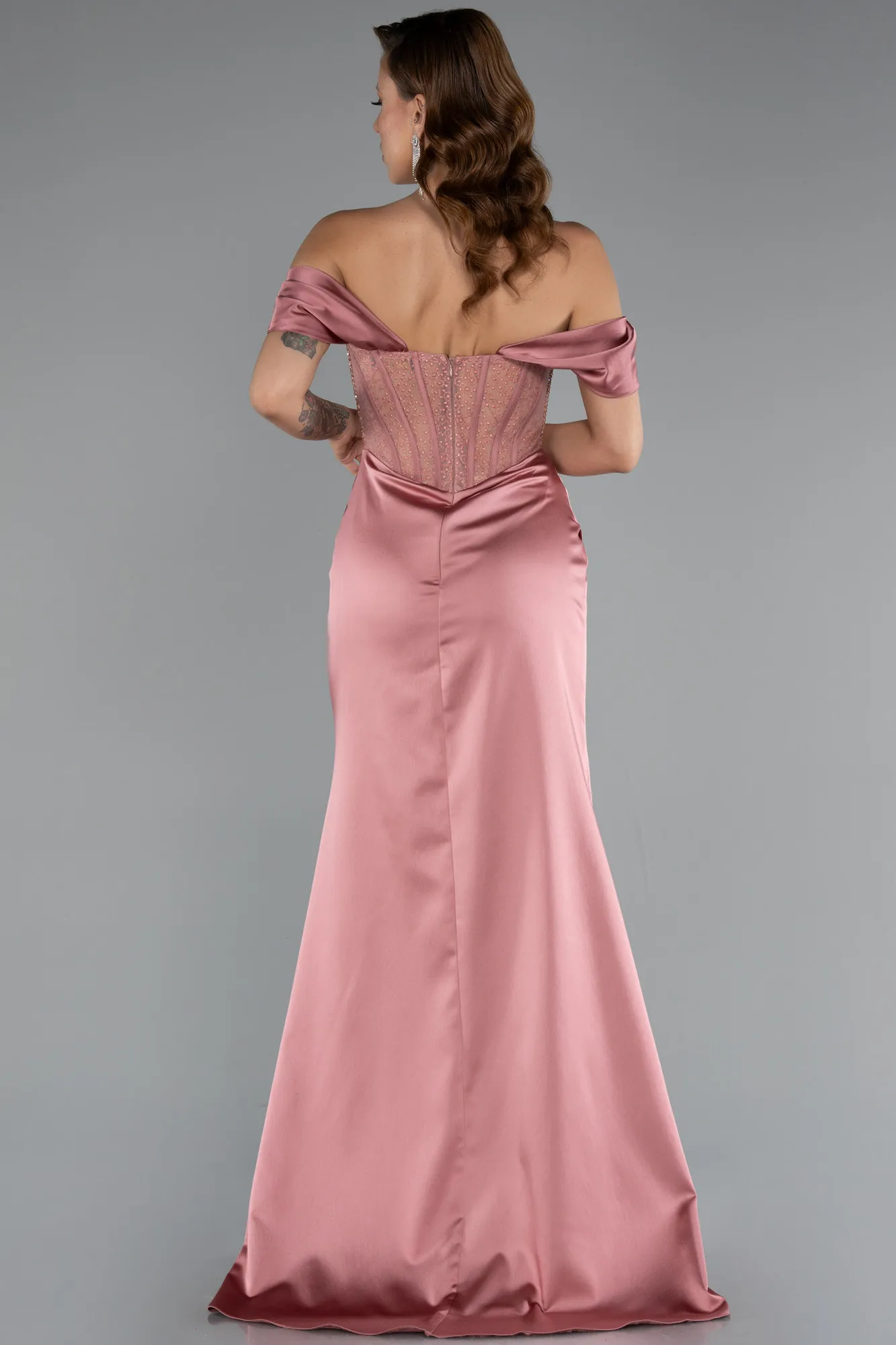 Onion Skin-Long Satin Evening Dress ABU5130