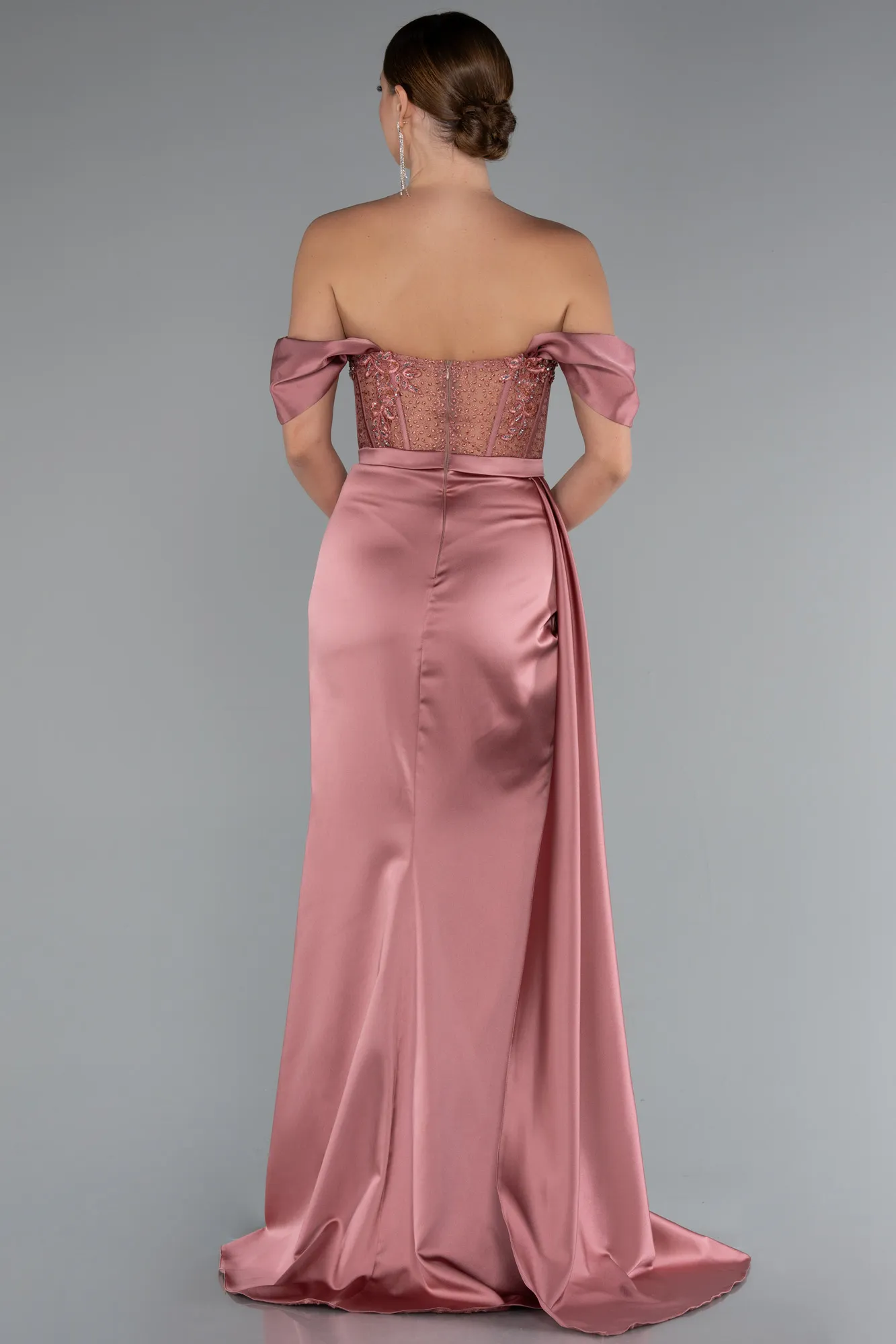 Onion Skin-Long Satin Evening Dress ABU5520