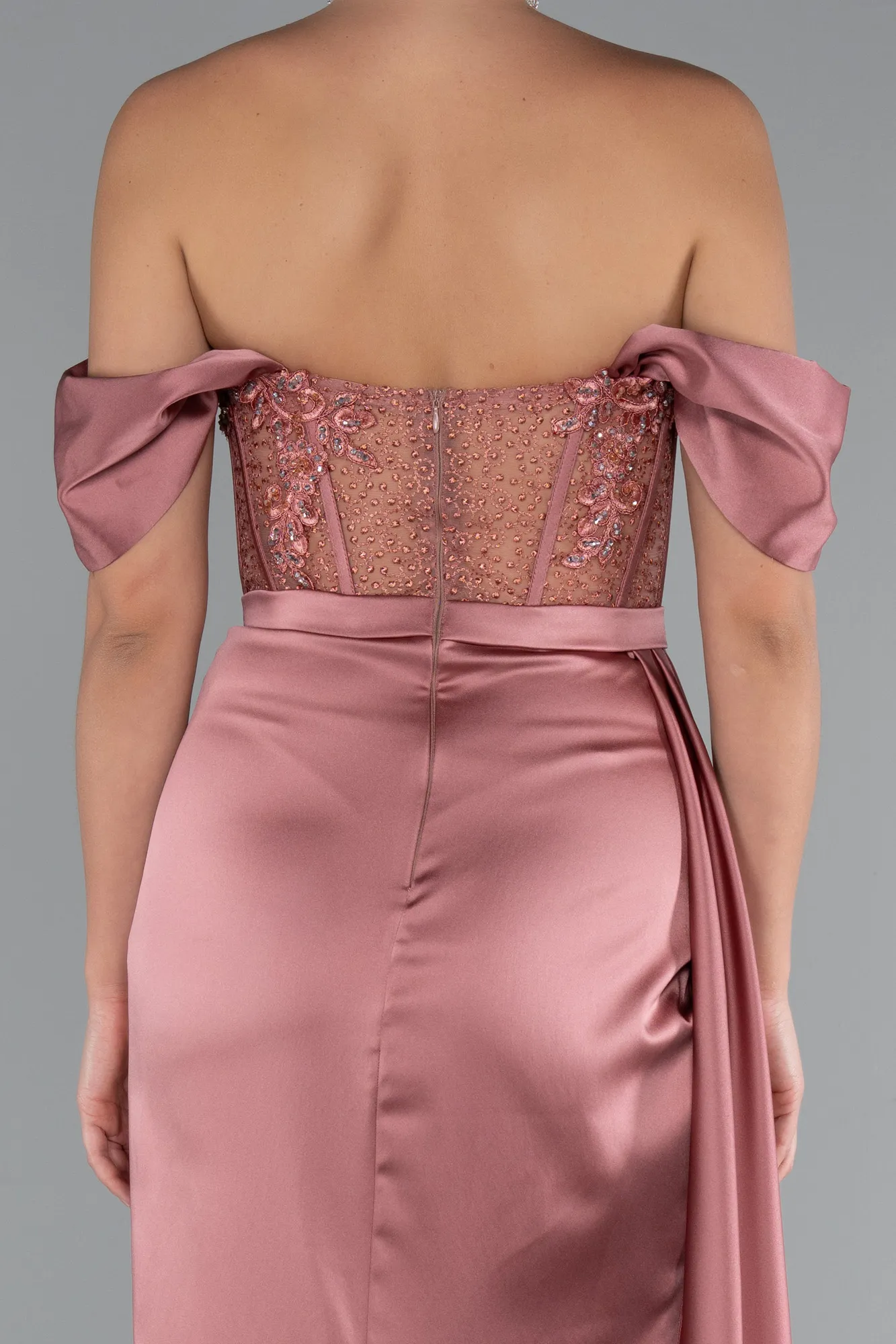 Onion Skin-Long Satin Evening Dress ABU5520