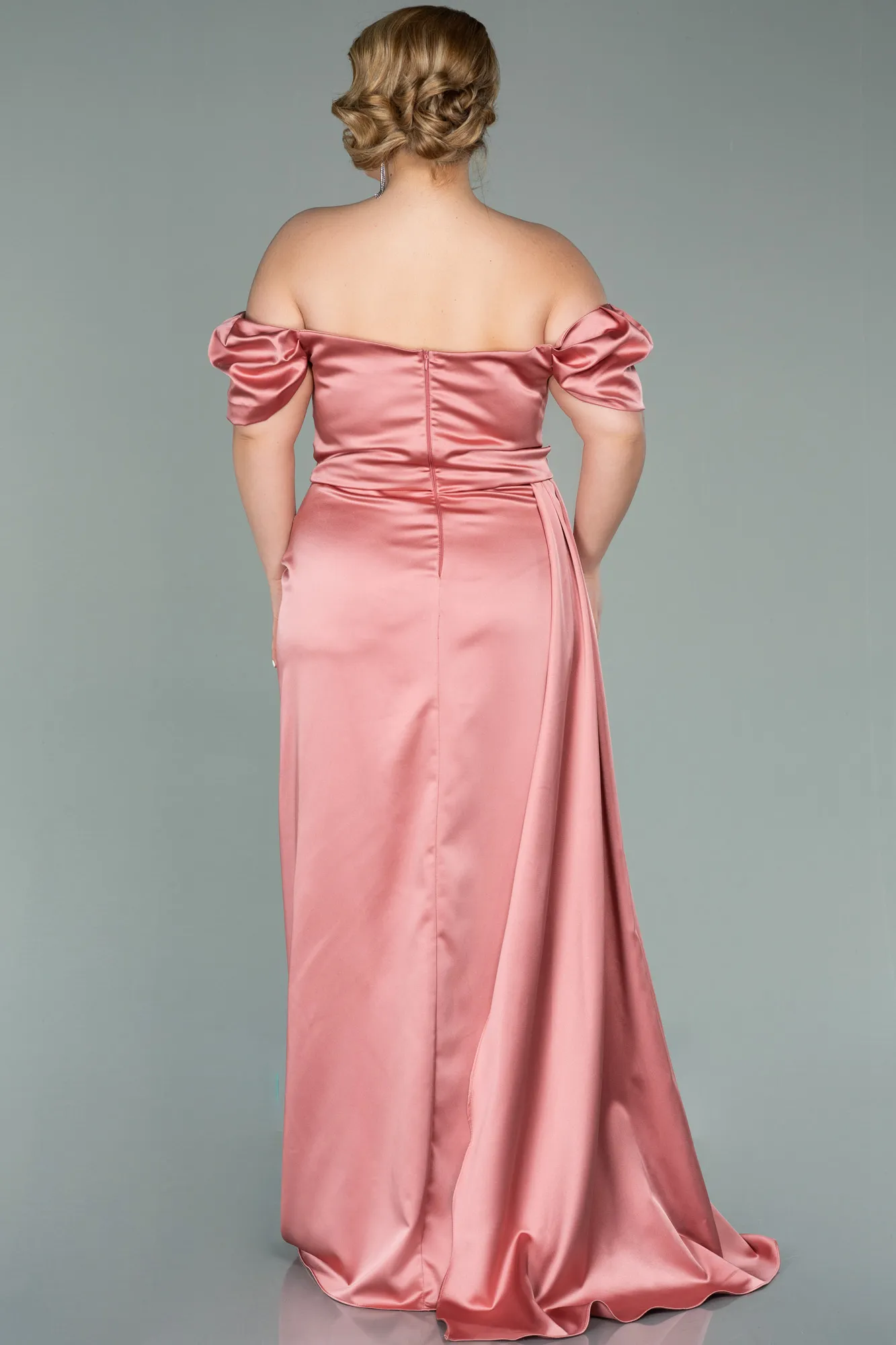 Onion Skin-Long Satin Plus Size Evening Dress ABU1626
