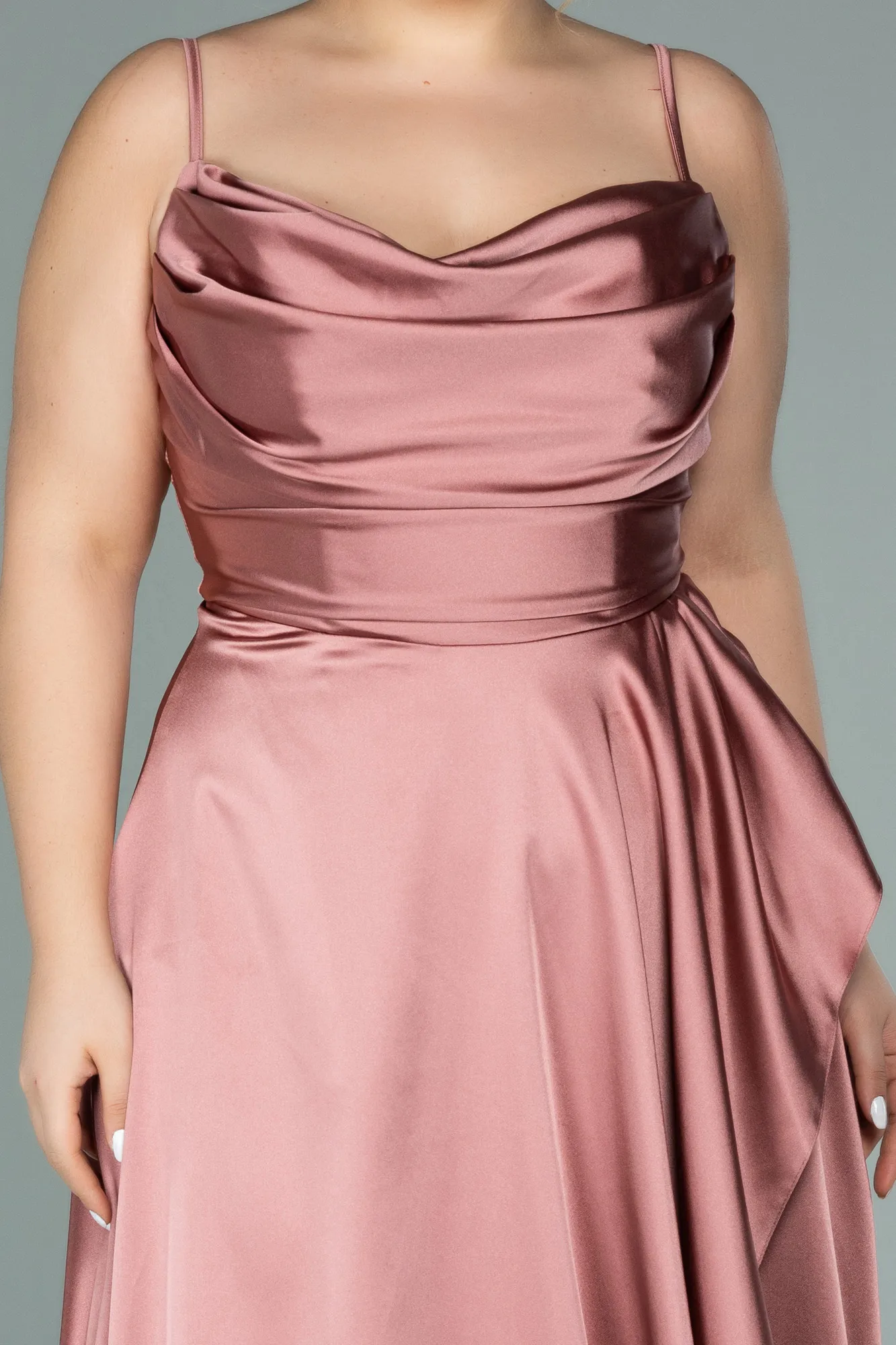 Onion Skin-Long Satin Plus Size Evening Dress ABU2011