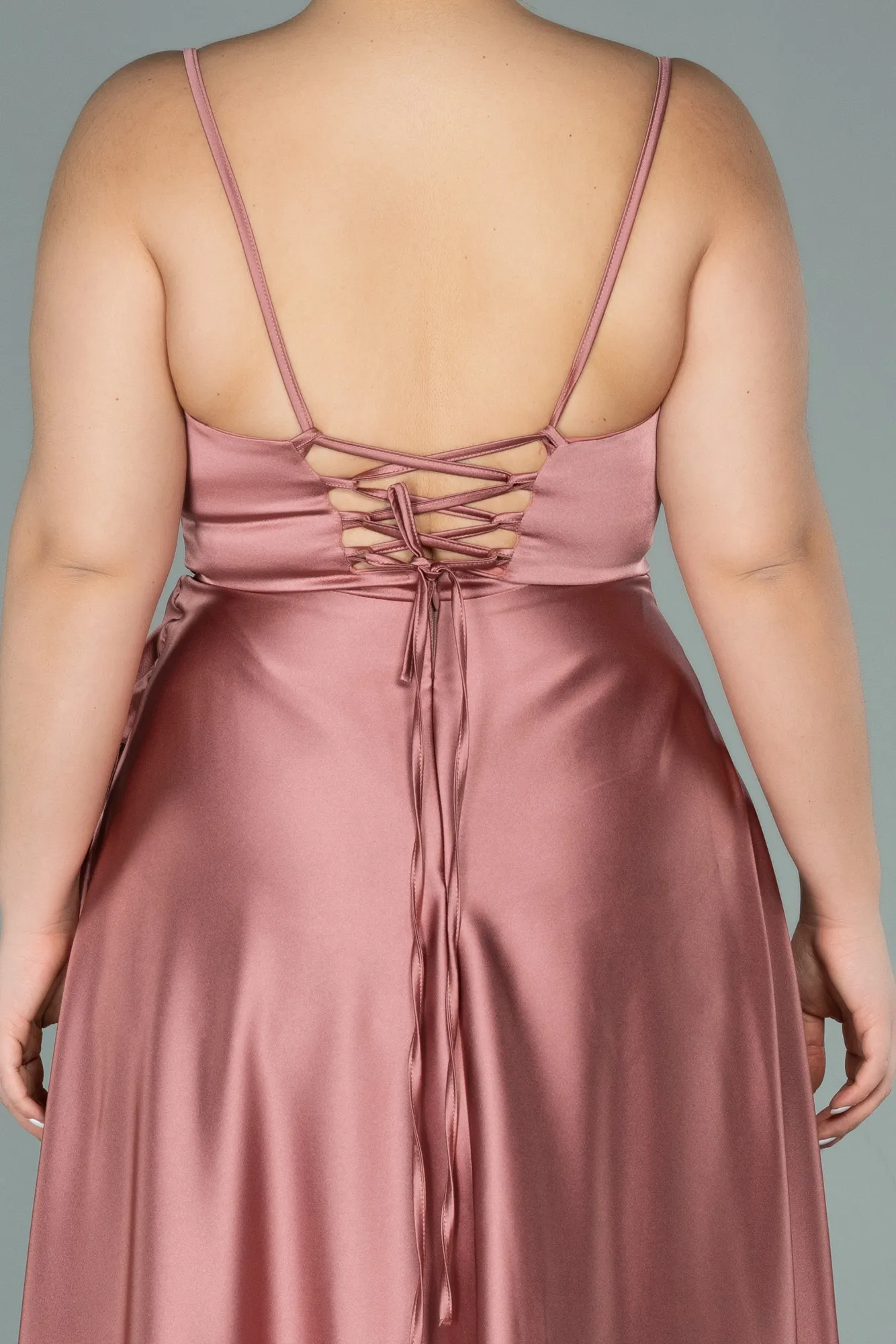 Onion Skin-Long Satin Plus Size Evening Dress ABU2011