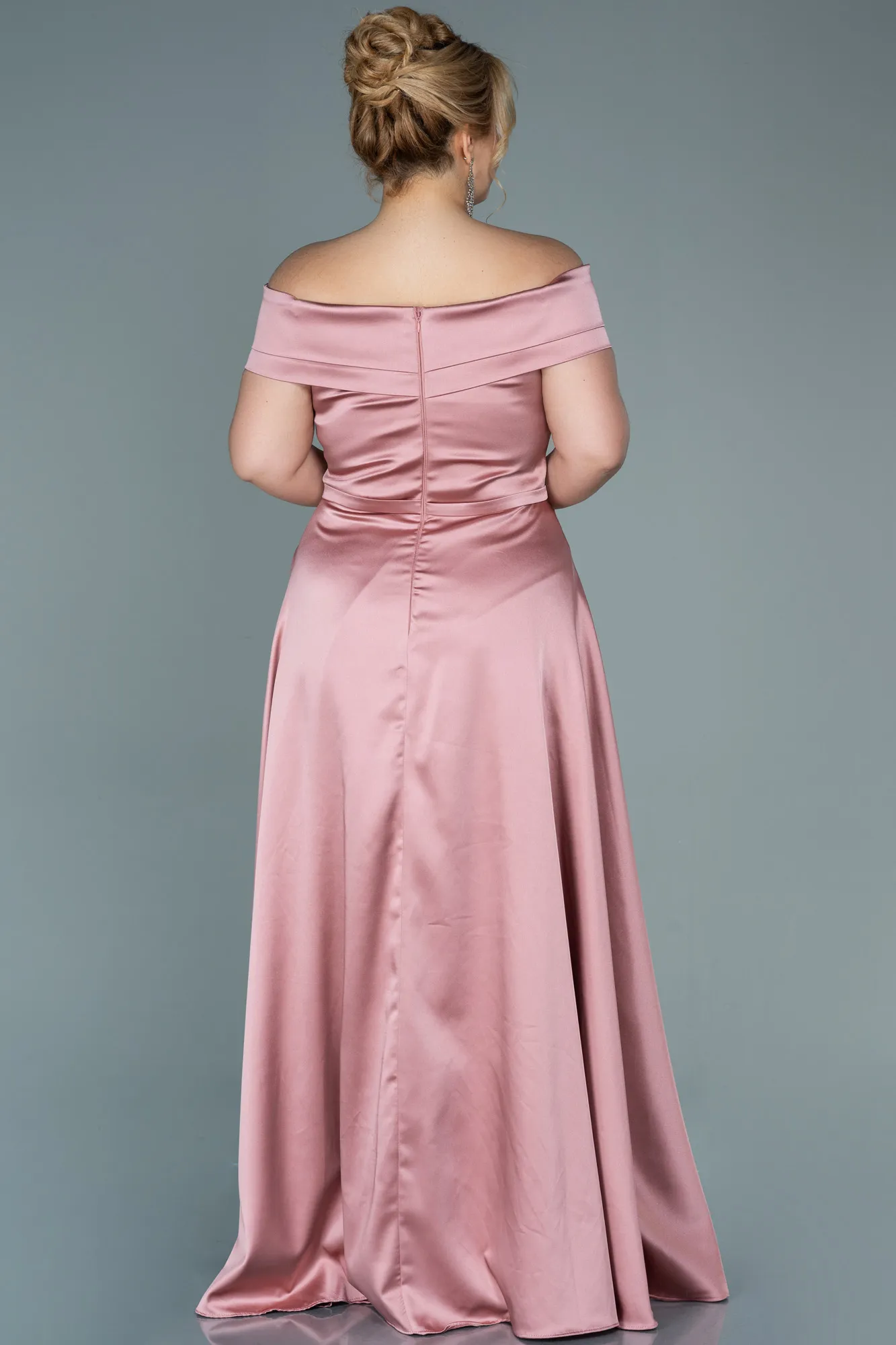 Onion Skin-Long Satin Plus Size Evening Dress ABU2355