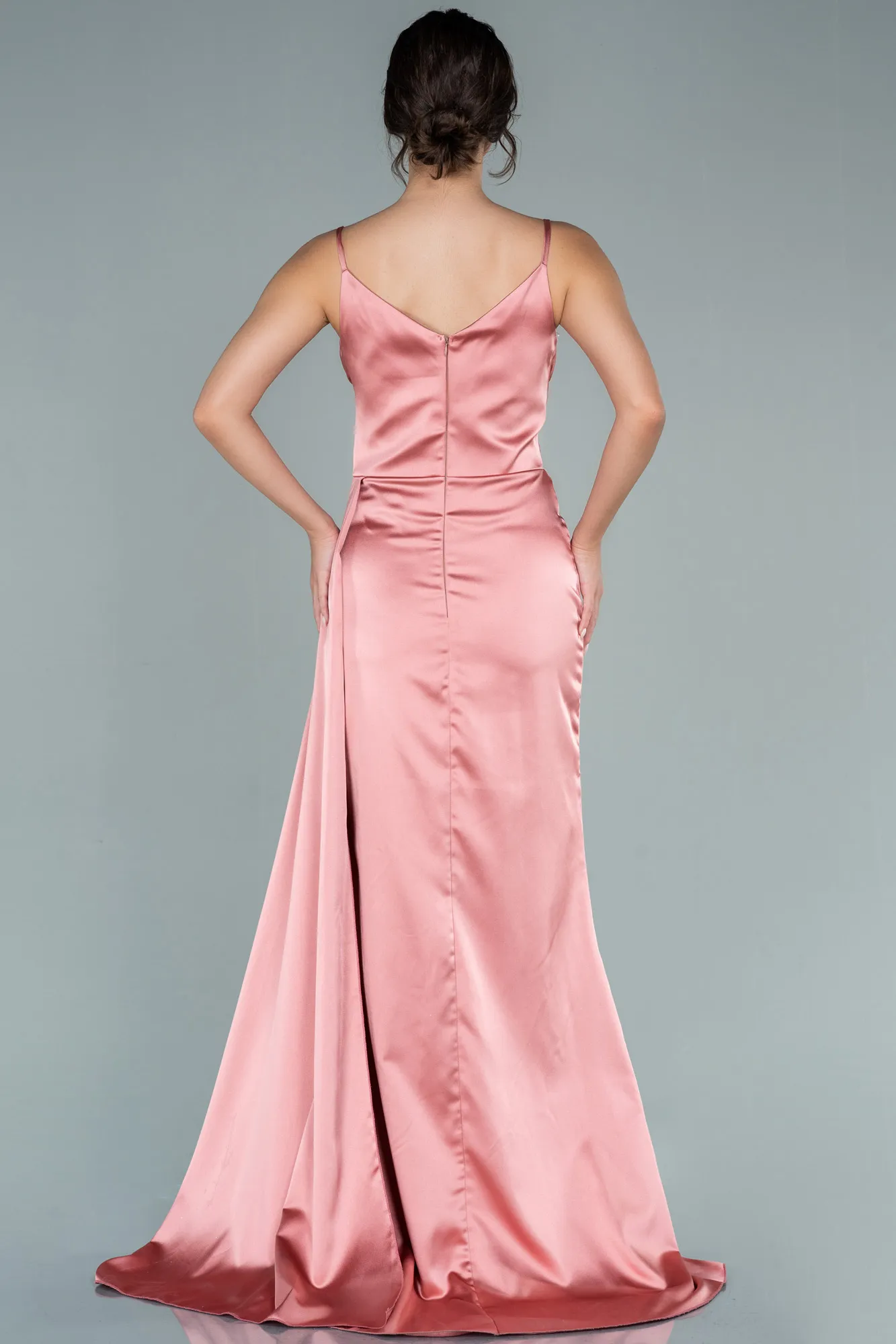 Onion Skin-Long Satin Prom Gown ABU2273
