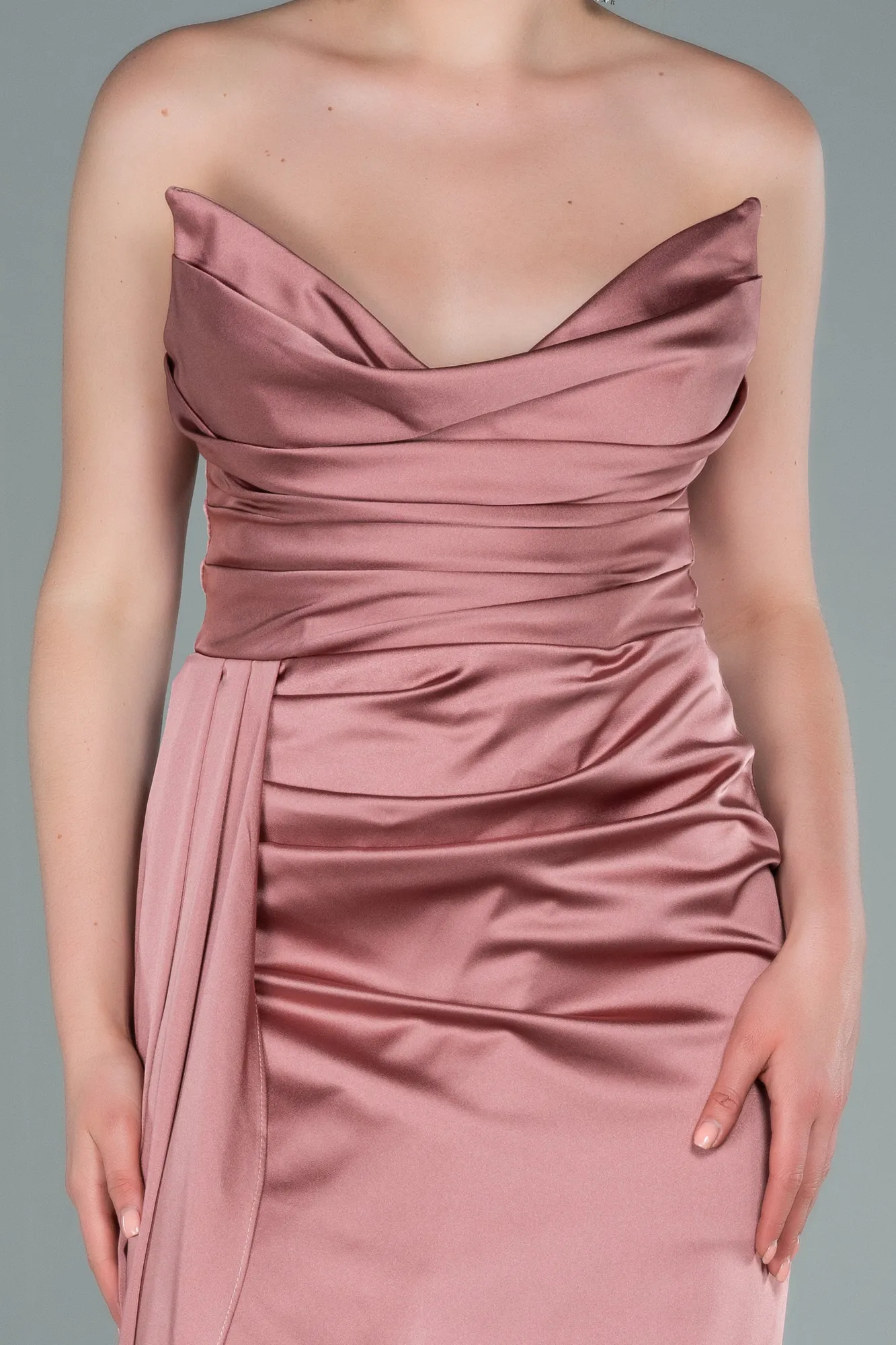 Onion Skin-Long Satin Prom Gown ABU2340