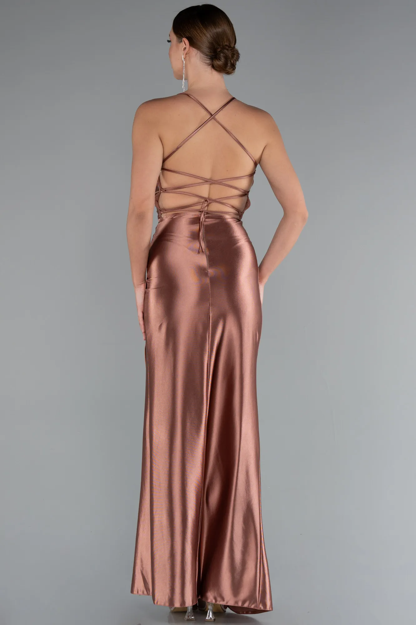 Onion Skin-Long Satin Prom Gown ABU2800