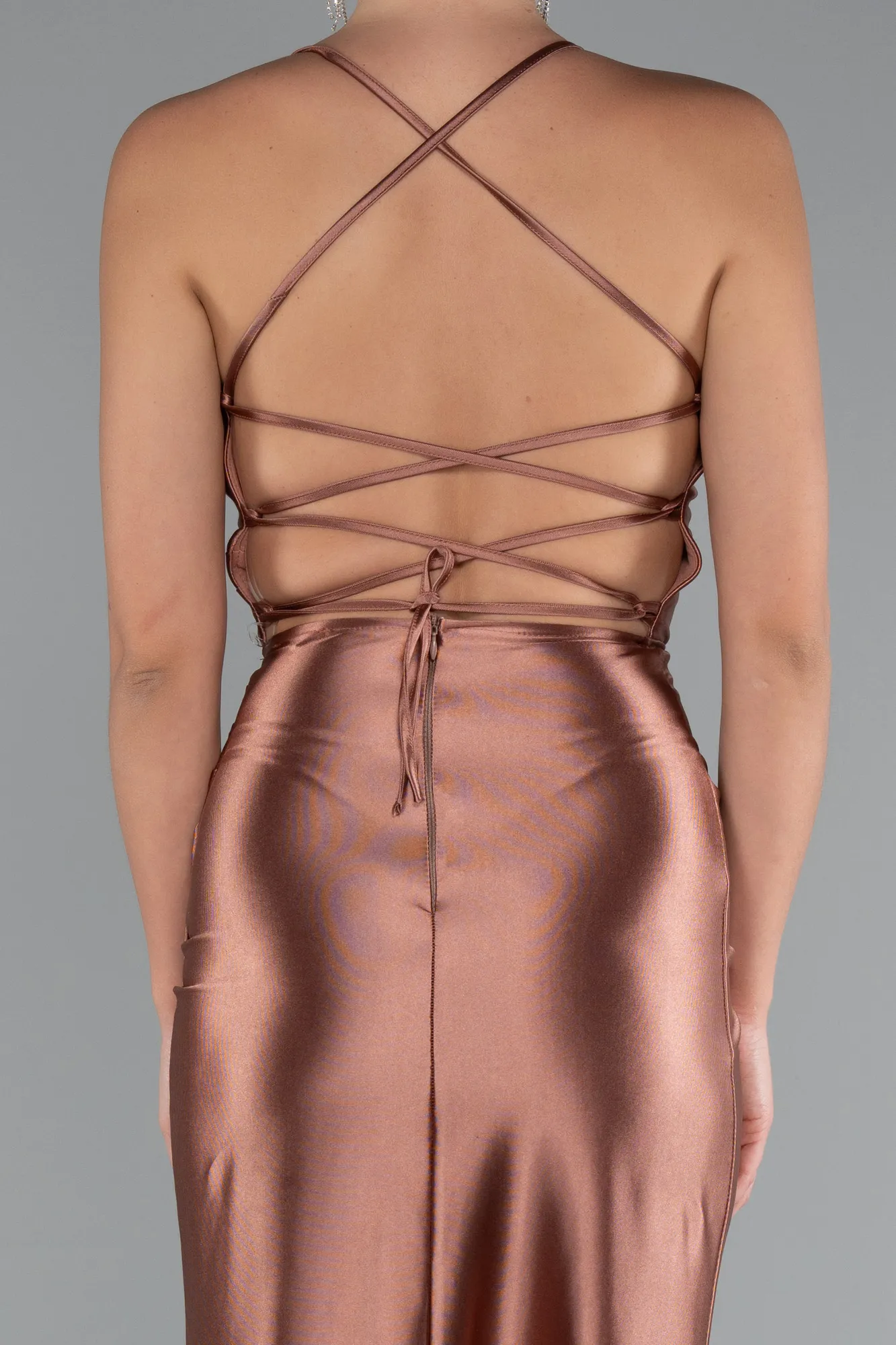 Onion Skin-Long Satin Prom Gown ABU2800