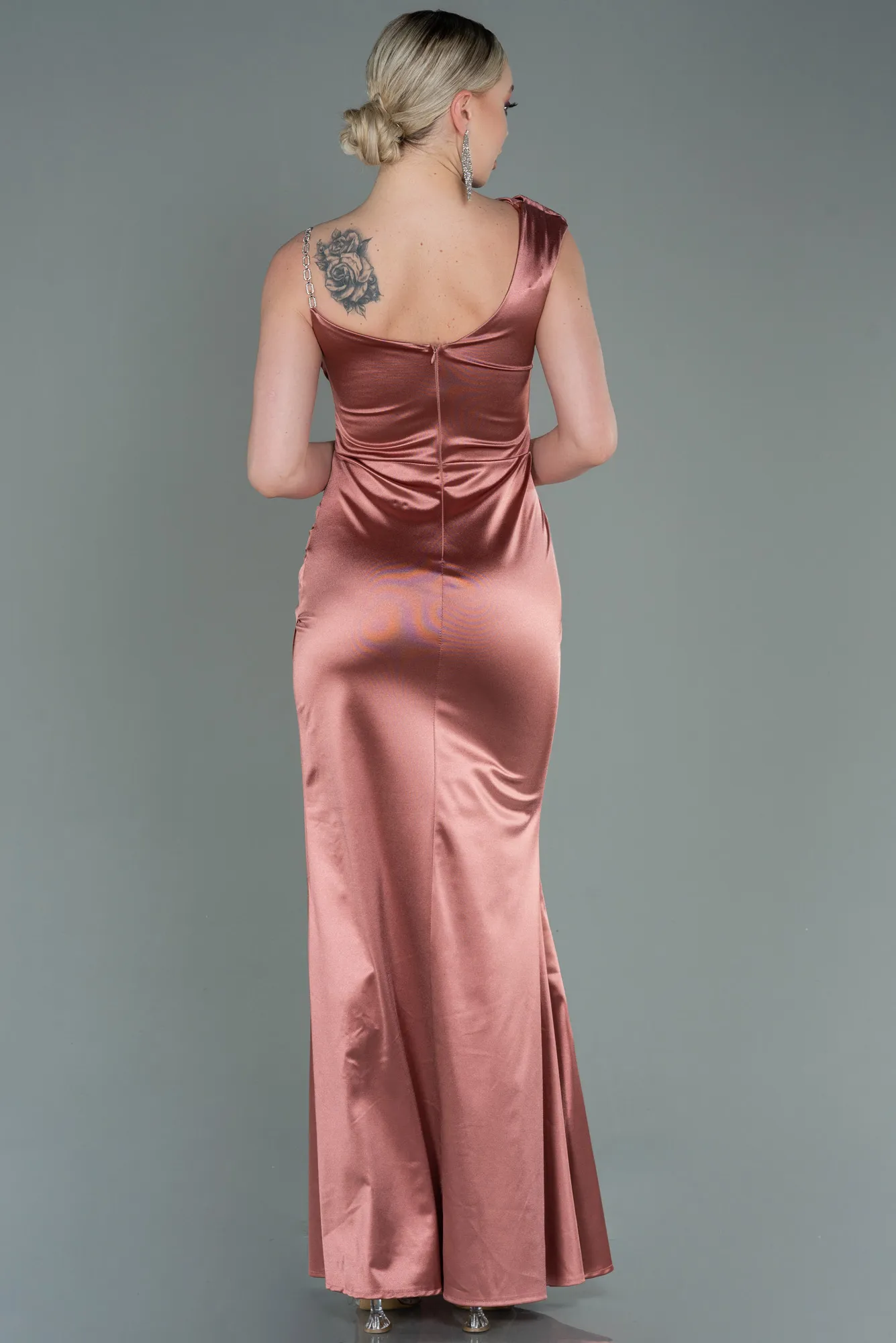 Onion Skin-Long Satin Prom Gown ABU3138