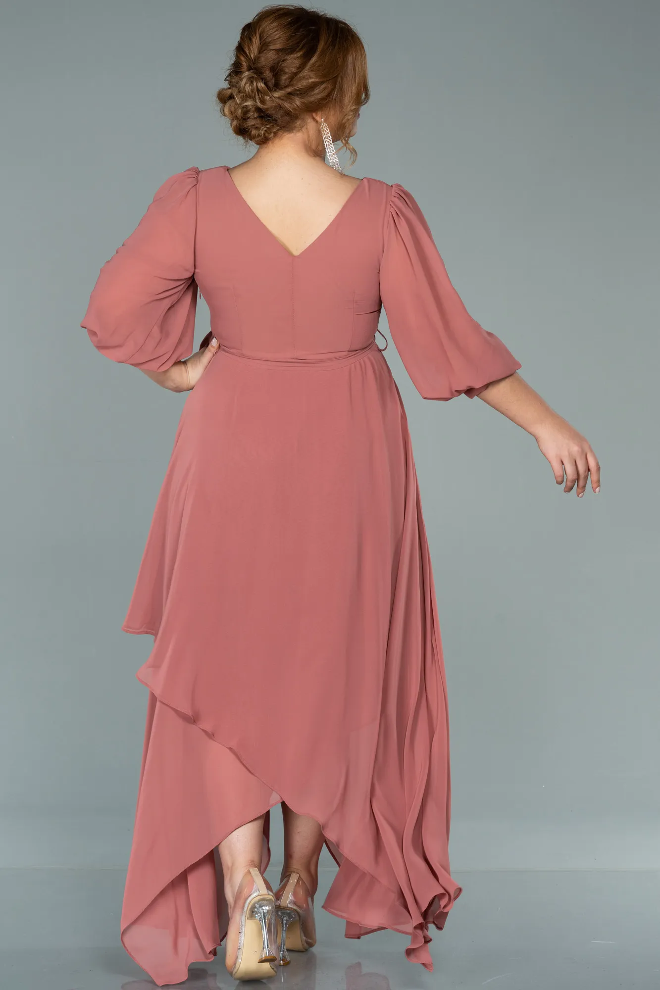 Onion Skin-Midi Chiffon Oversized Evening Dress ABK1083