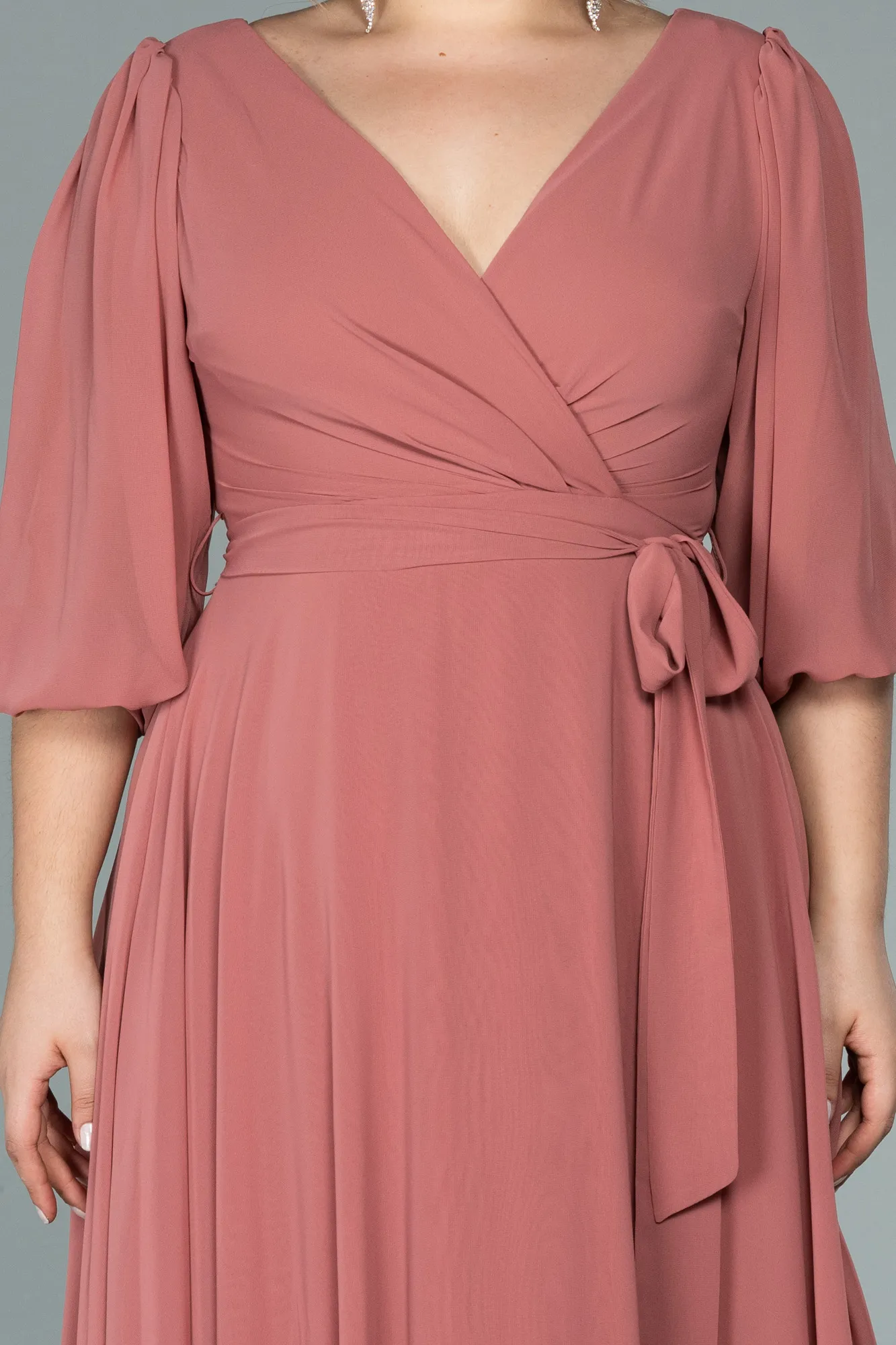 Onion Skin-Midi Chiffon Oversized Evening Dress ABK1083