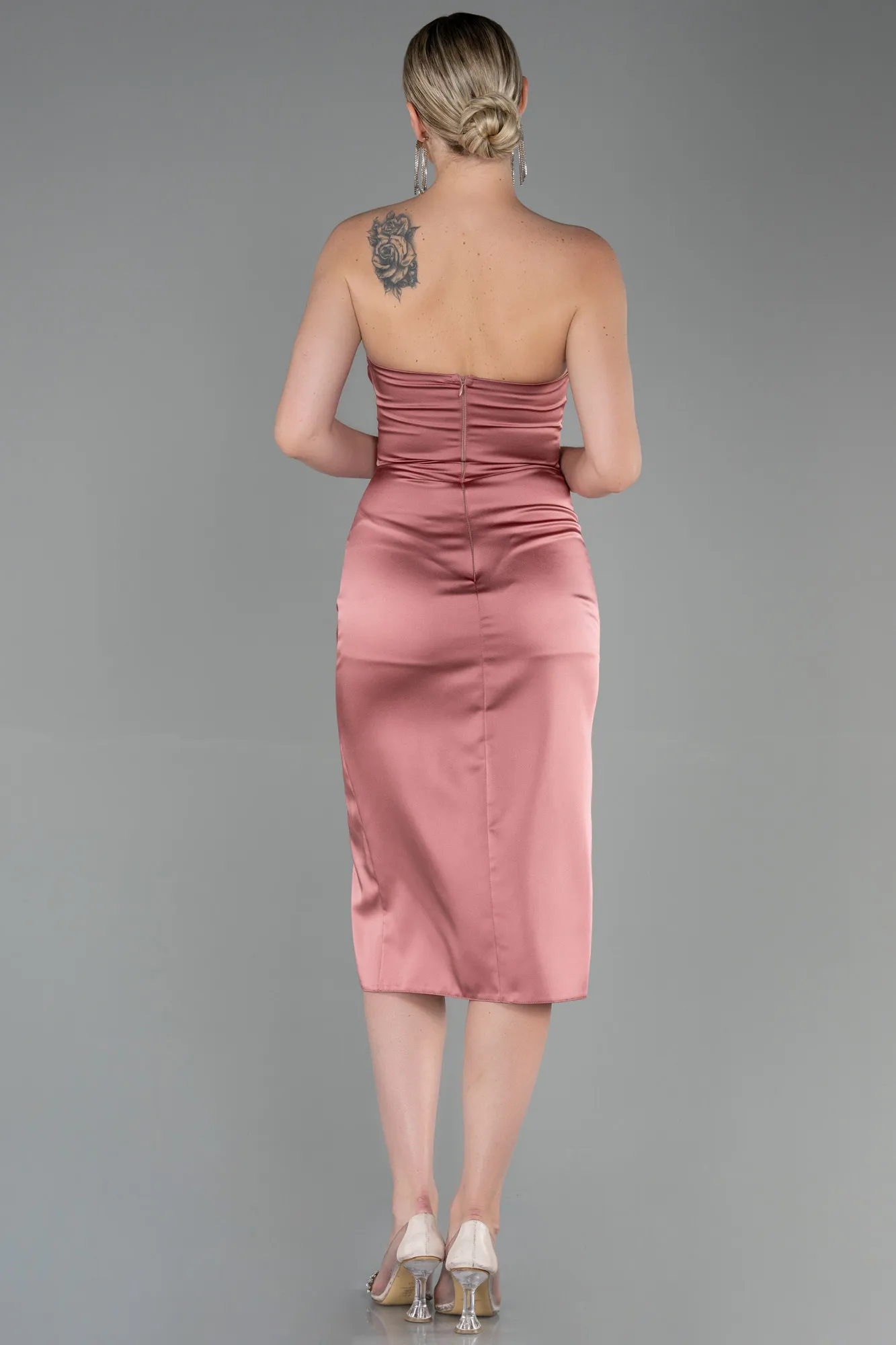 Onion Skin-Midi Satin Invitation Dress ABK1845