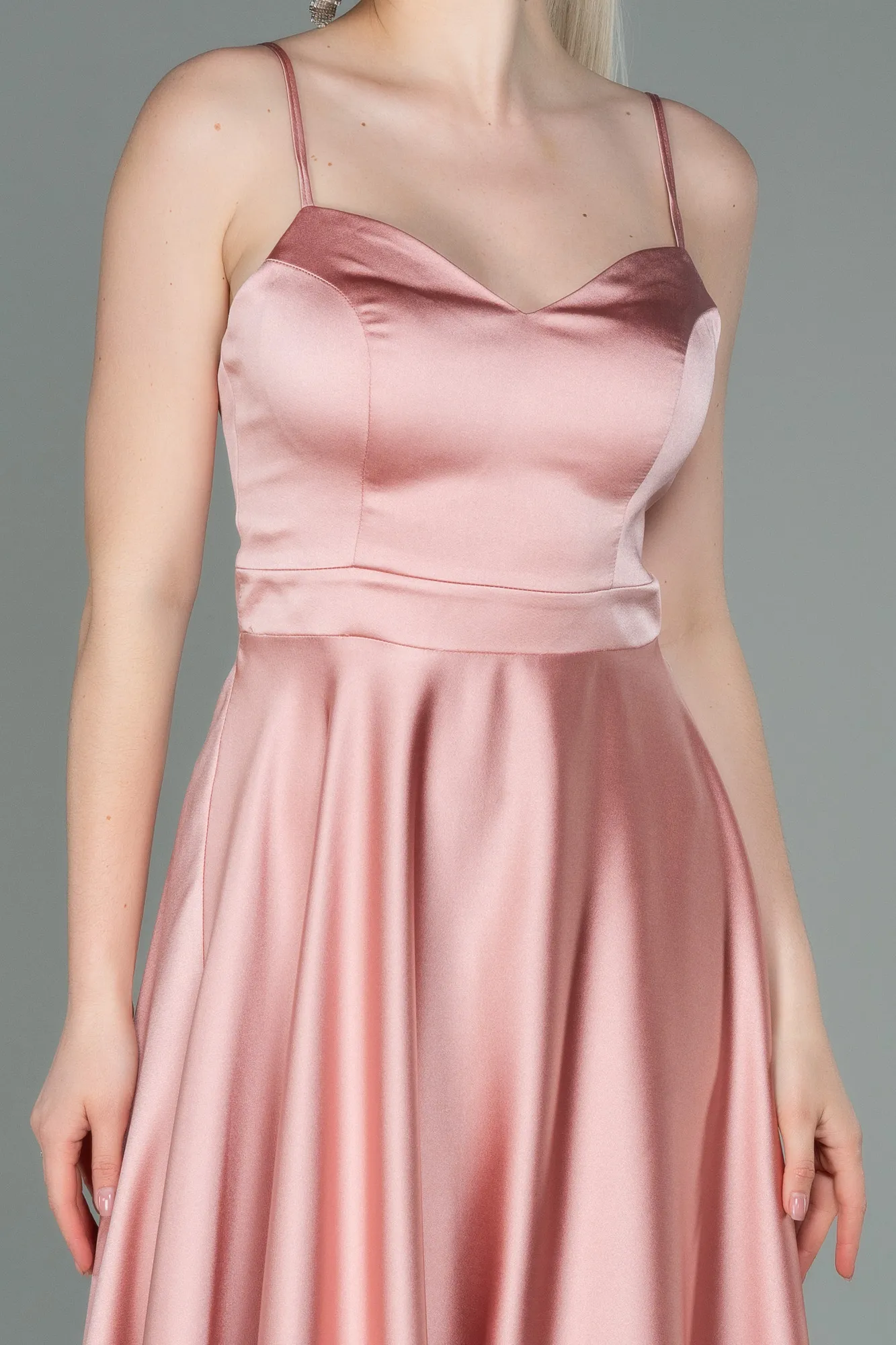 Onion Skin-Midi Satin Prom Gown ABK1791