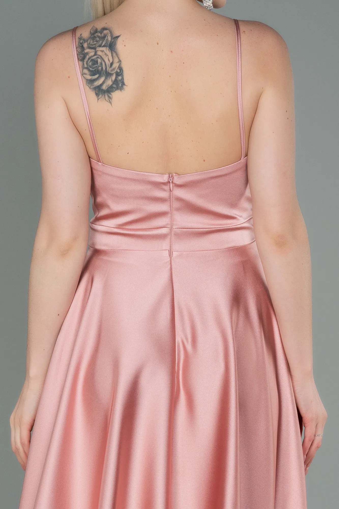 Onion Skin-Midi Satin Prom Gown ABK1791