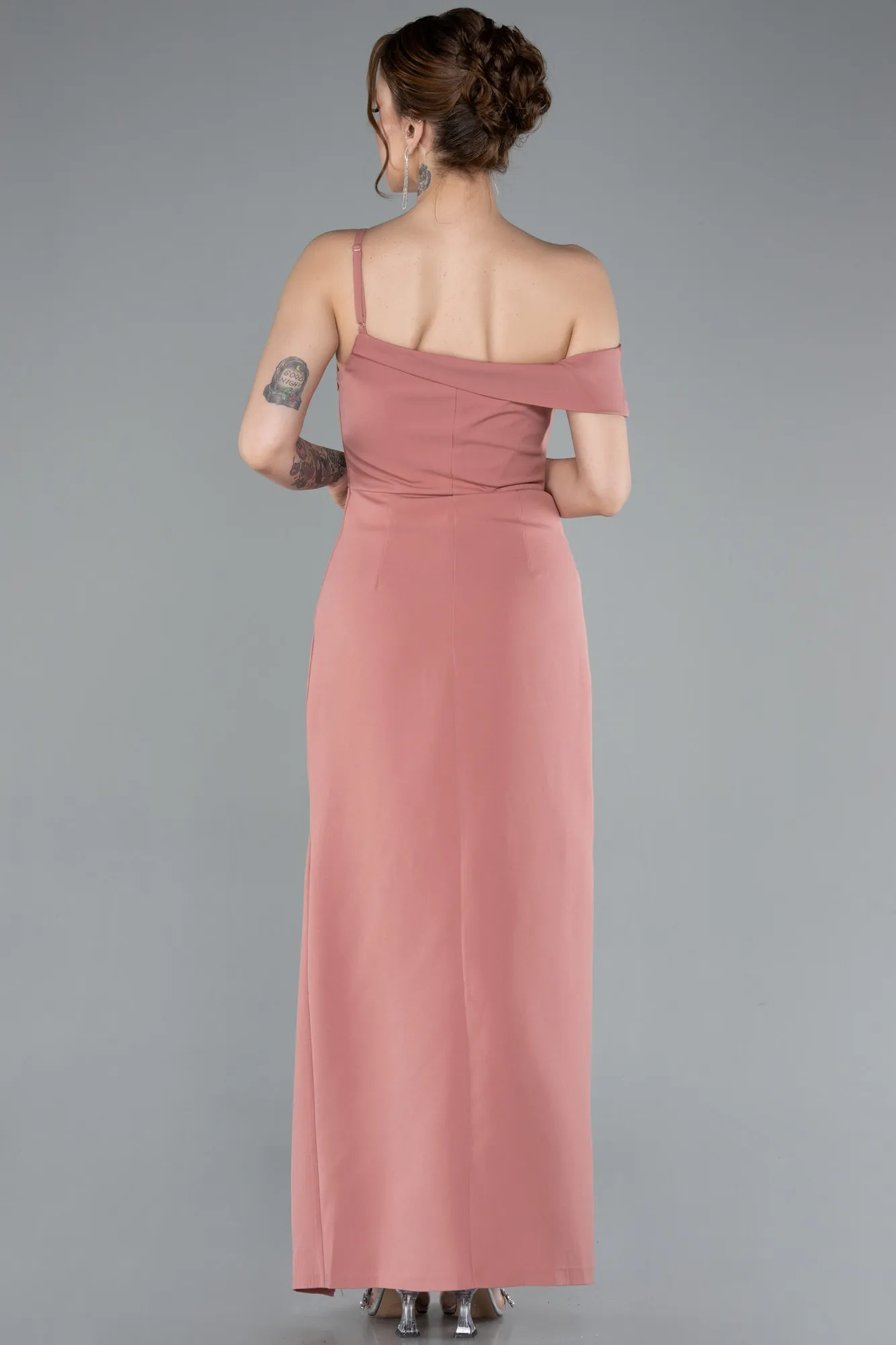 Onion Skin-One Shoulder Slit Midi Cocktail Dress ABK2293