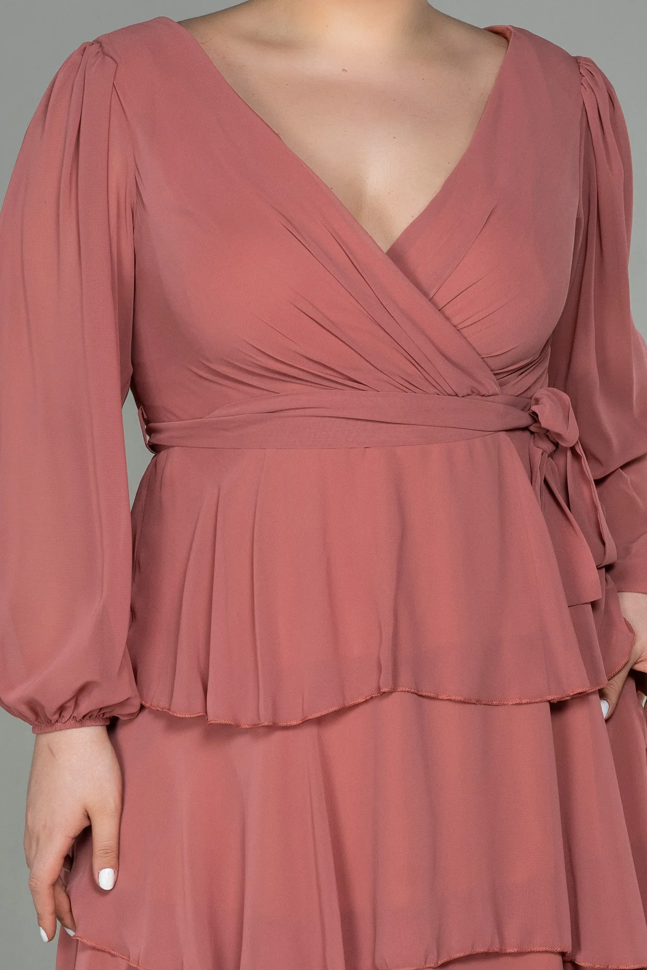 Onion Skin-Short Chiffon Oversized Evening Dress ABK1002