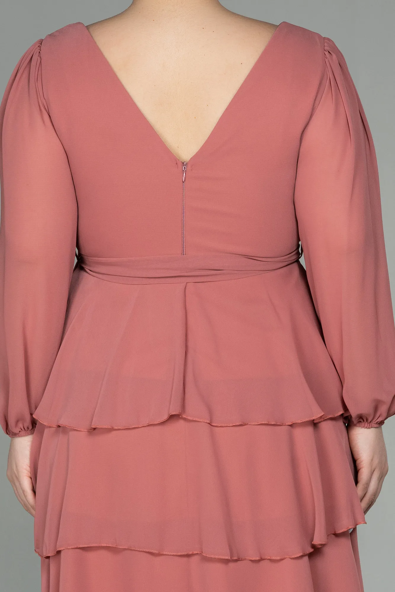 Onion Skin-Short Chiffon Oversized Evening Dress ABK1002