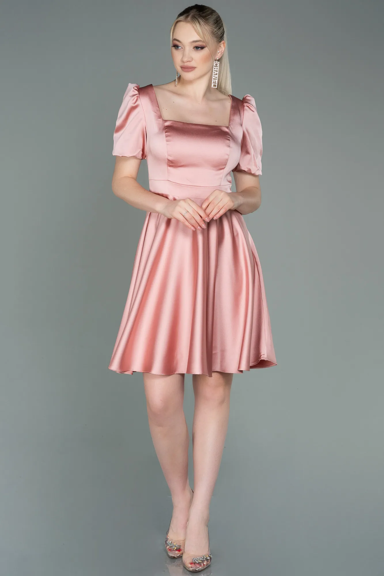 Onion Skin-Short Satin Invitation Dress ABK1792
