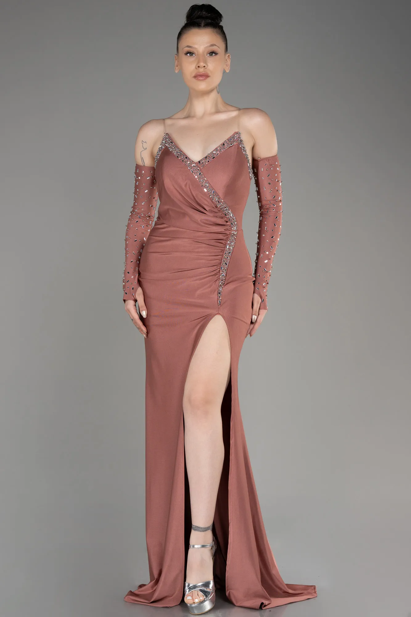 Onion Skin-Strapless Long Evening Dress ABU3824
