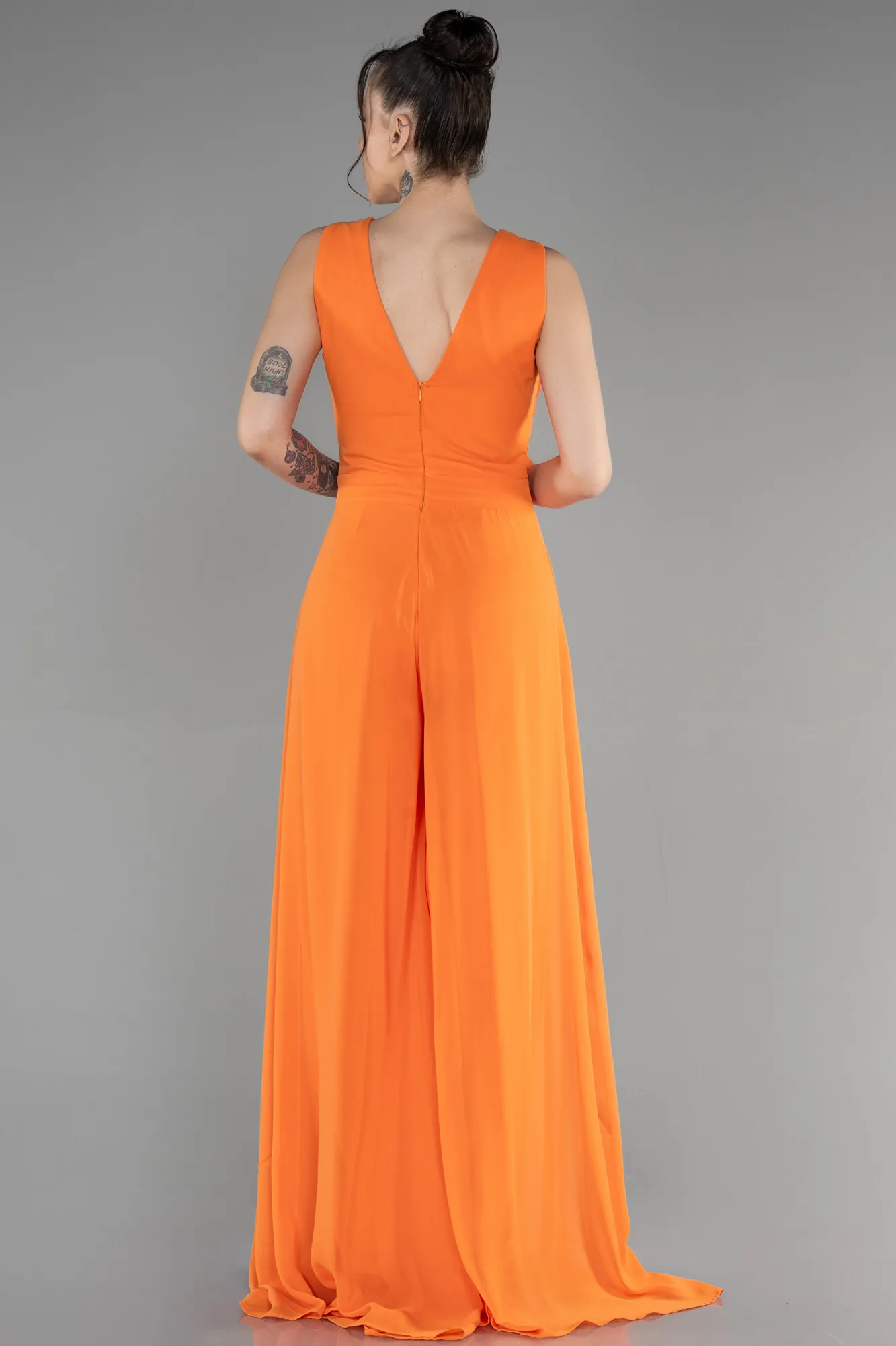 Orange-Chiffon Invitation Dress ABT075