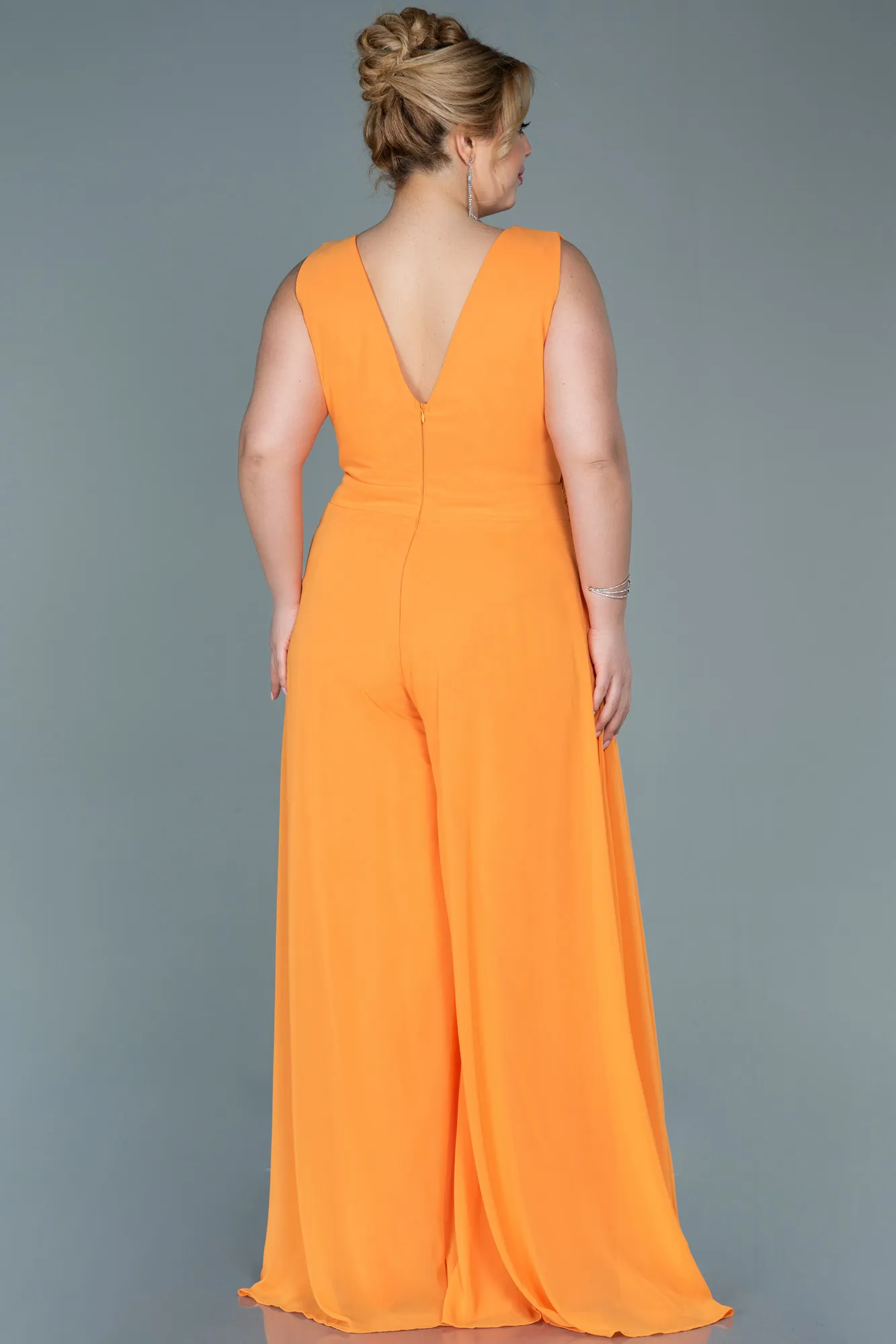 Orange-Chiffon Plus Size Evening Dress ABT082