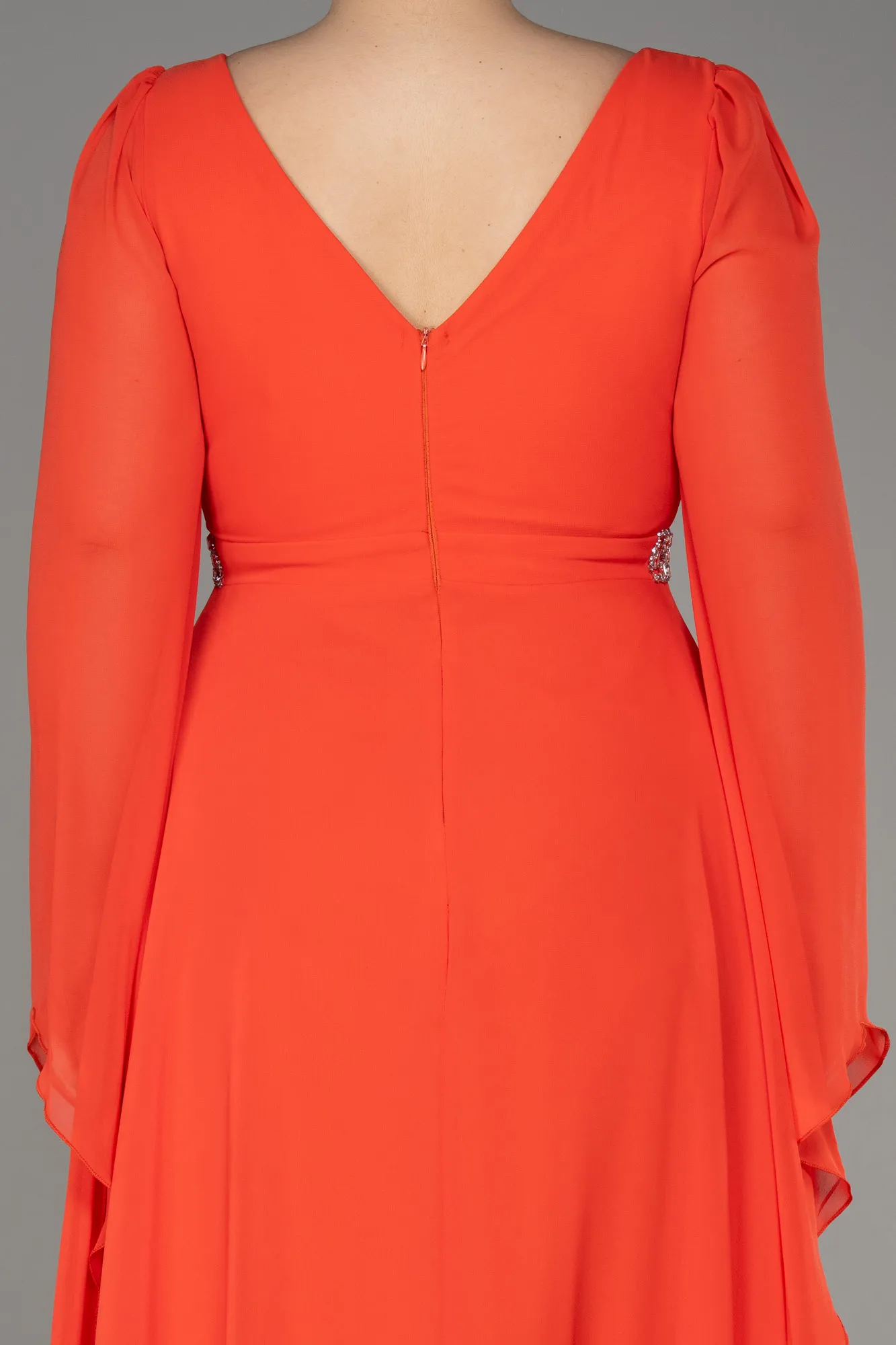 Orange-Long Chiffon Evening Dress ABU3541