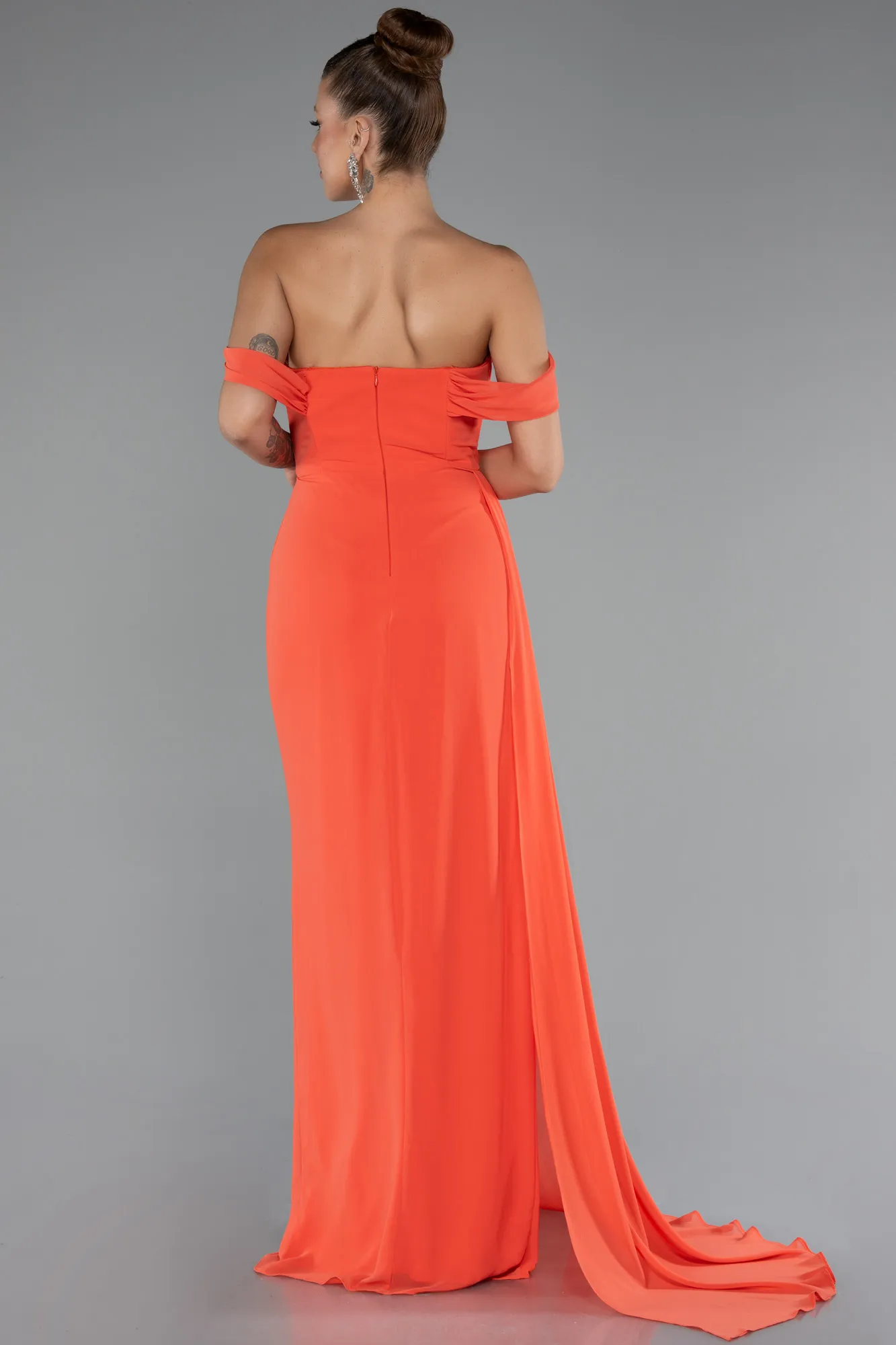 Orange-Long Chiffon Evening Dress ABU4925