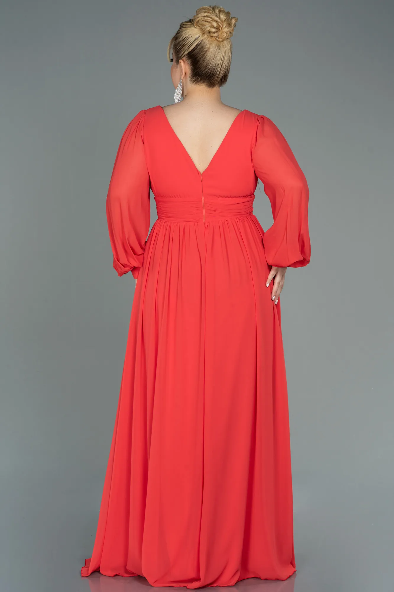 Orange-Long Chiffon Oversized Evening Dress ABU1988